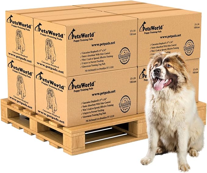 PETSWORLD Enormous Dog Training & Potty Pads, 37x54 inch - Tear Resistant with Strong Leak-Proof Backing, Optional Adhesive Tape, 800 Count