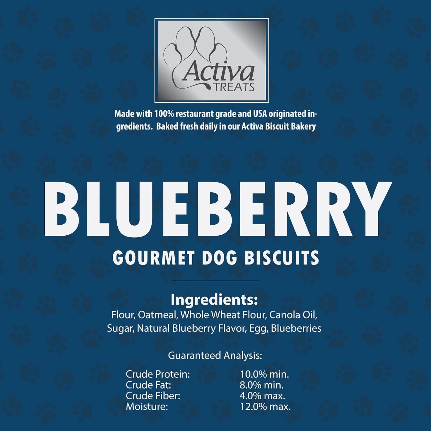 Activa 2lb Blueberry Gourmet Dog Biscuits | Crunchy Dog Treats | (Medium, Blueberry)