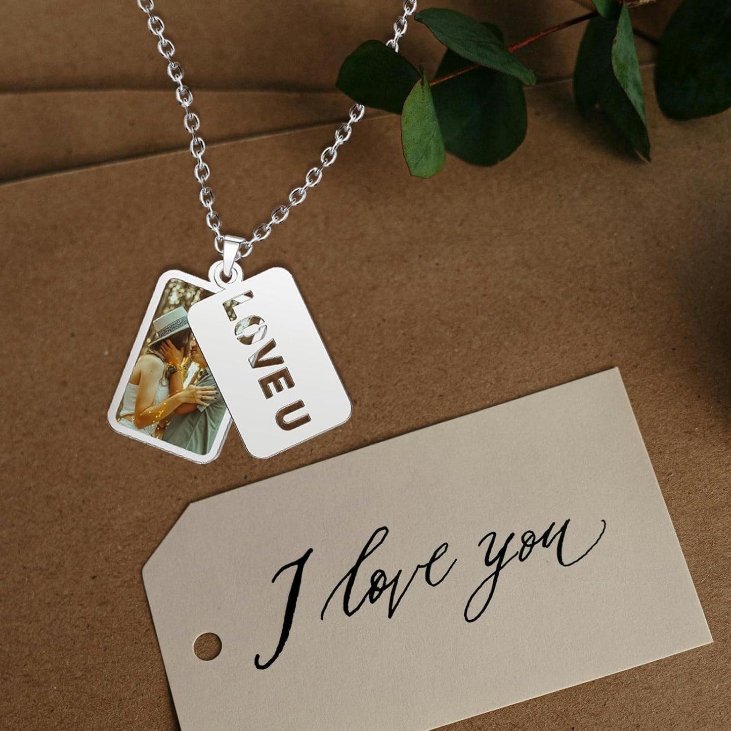 CharmSStory Personalized Photo Necklaces Custom Engraved Name Necklace Memory Keepsake Picture Necklace Pendant Customized Gifts for Women Men