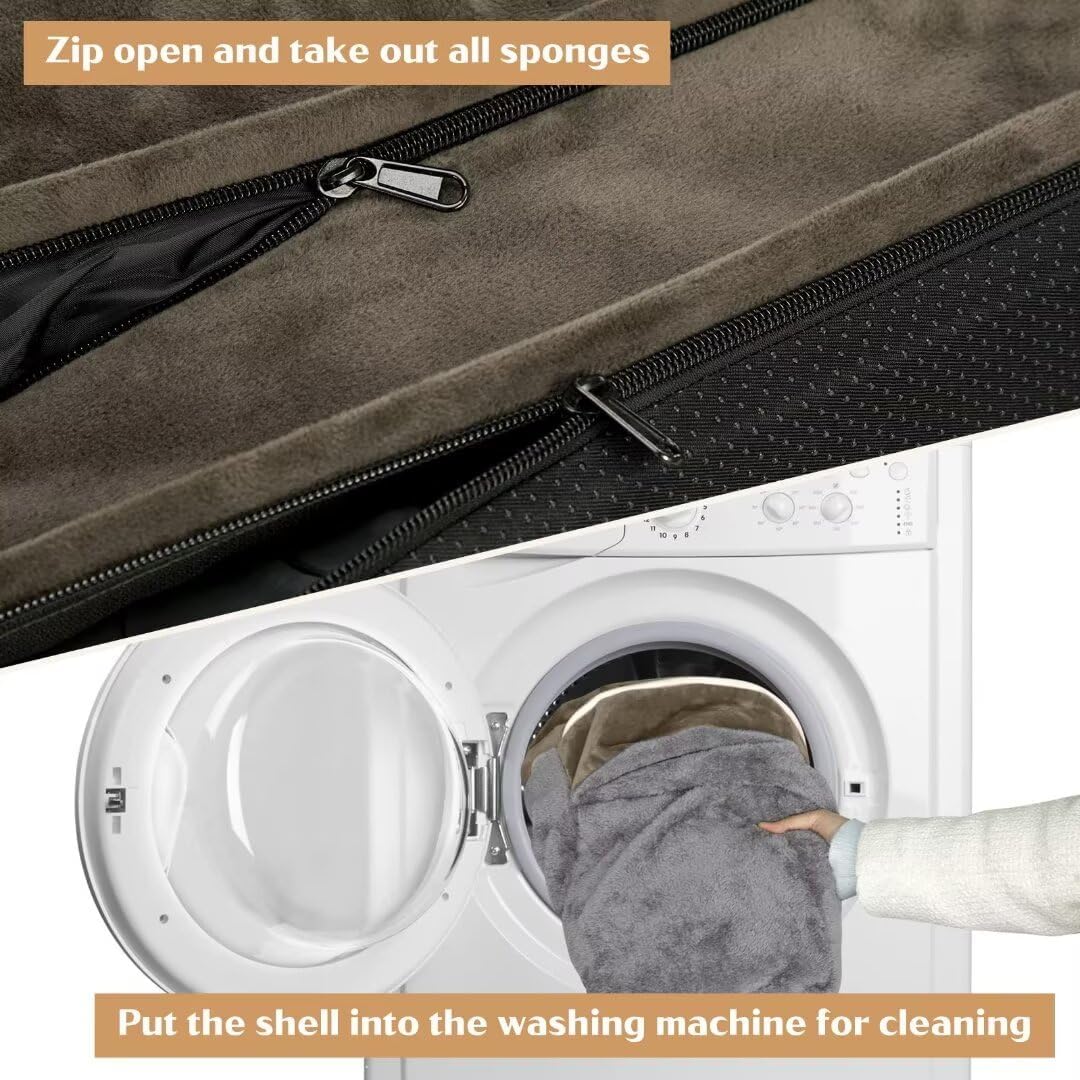 Comfort Expression Orthopedic Dog Bed for Extra Large Dogs 42x30 Inch, Waterproof Supportive Memory Foam XL Pet Bed with Removable Bolster, Dog Couch with Washable Cover & Non-Slip Bottom, Olive Green