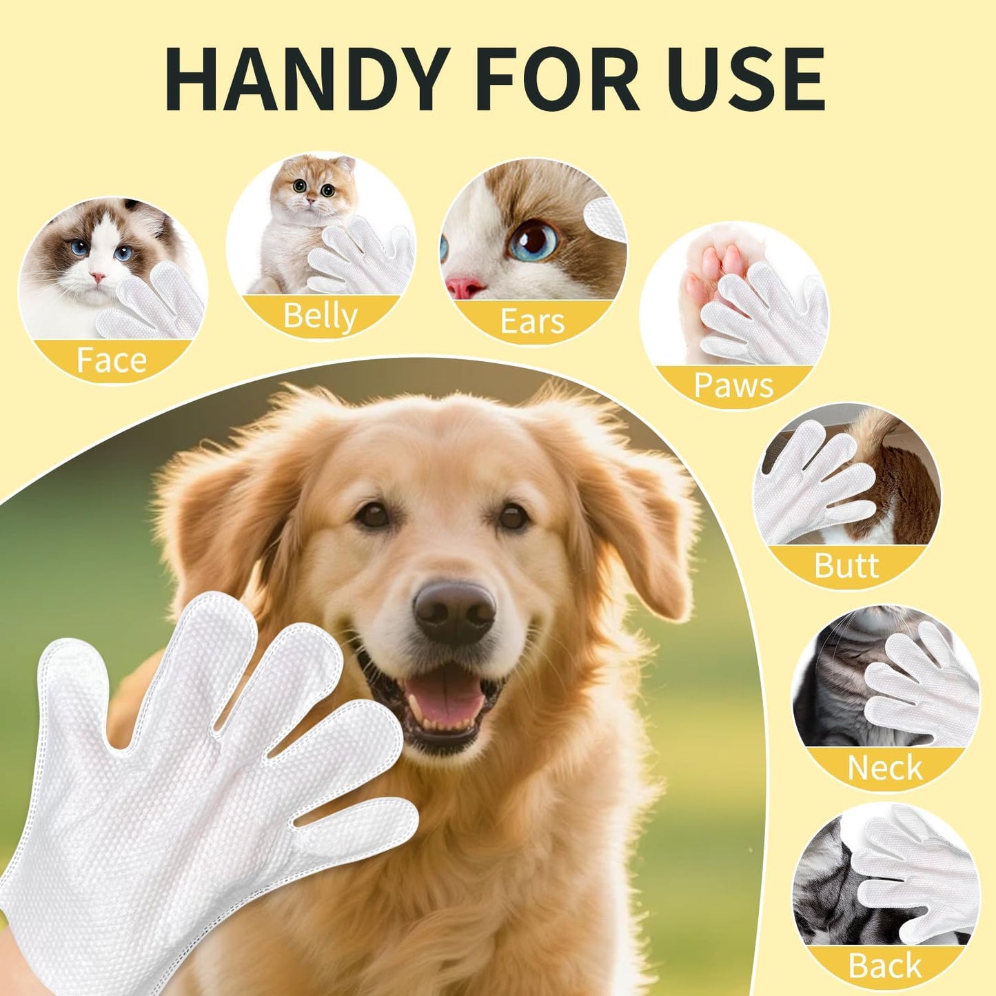 MIOSSZI 40 PCS Pet Gloves Wipes for Dogs & Cats Wipes Cleaning Deodorizing Hypoallergenic No-Rinse Pet Grooming Wipes Unscented Extra Thick Bathing Wipes for Pet Dry Cleaning Daily Care and Travel