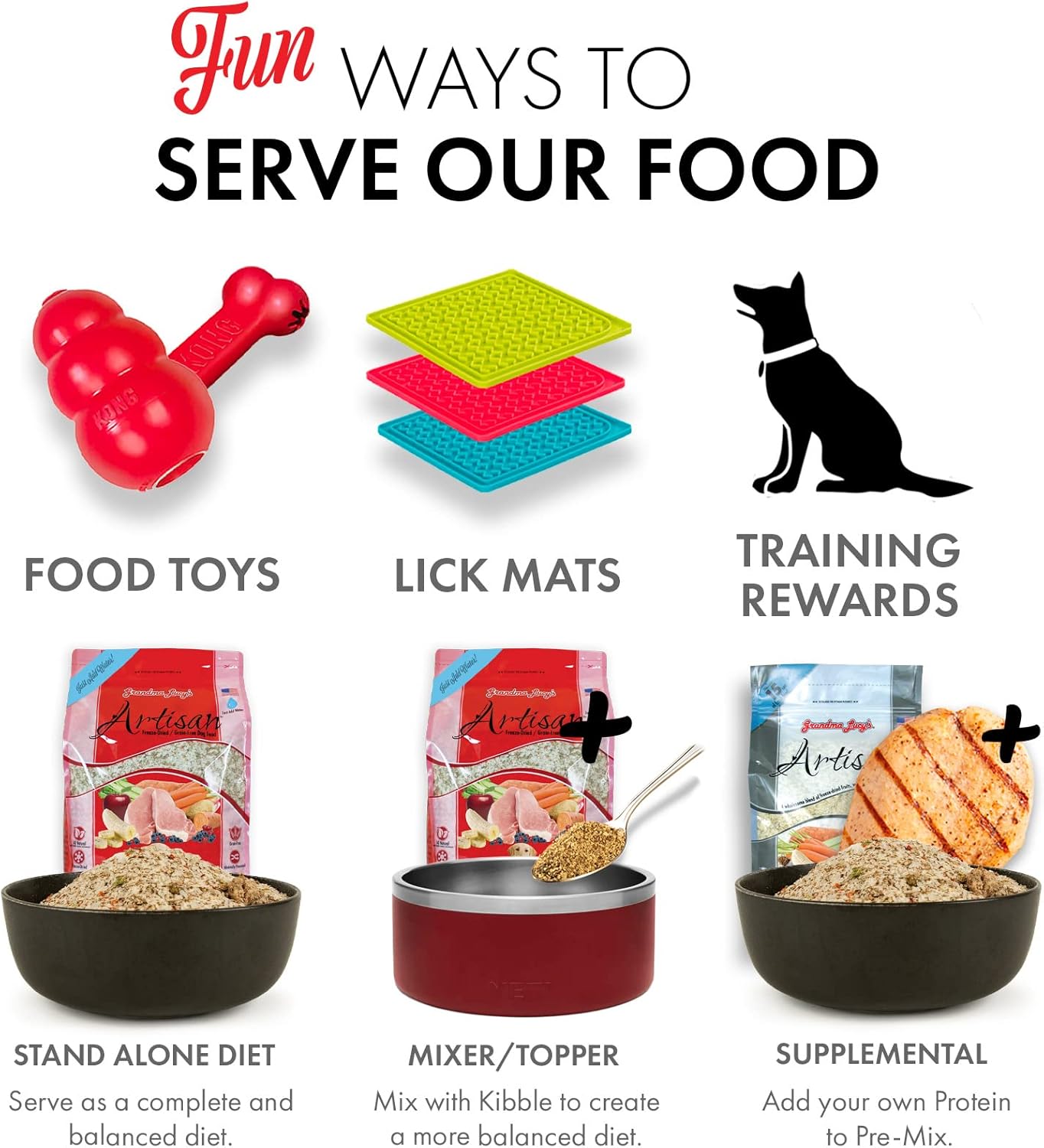 Grandma Lucy's Artisan Dog Food, Grain Free and Freeze-Dried - Artisan Pork, 3Lb Bag