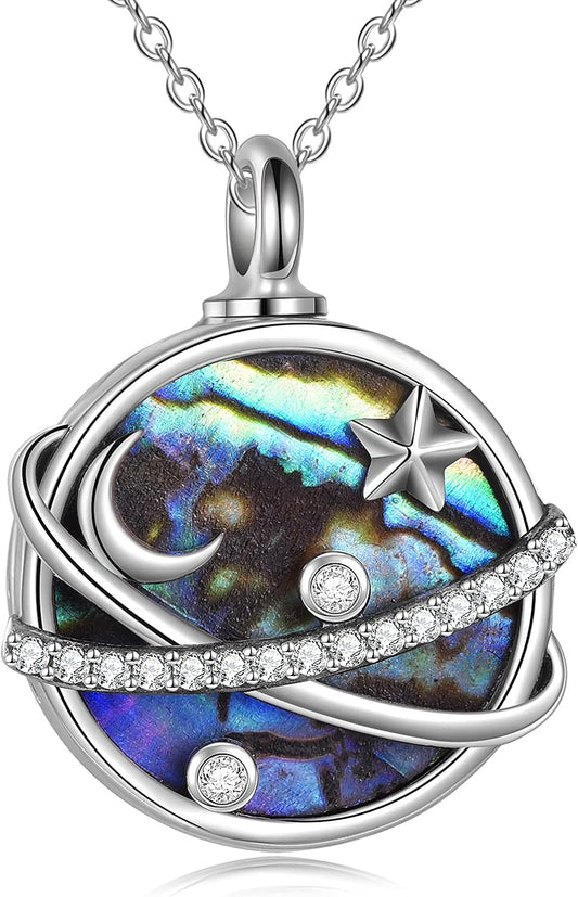 WINNICACA Urn Necklace for Ashes Sterling Silver Abalone Shell Cremation Jewelry for Ashes Jewelry Gifts for Nature Lovers Keepsake Memorial Jewelry for Women