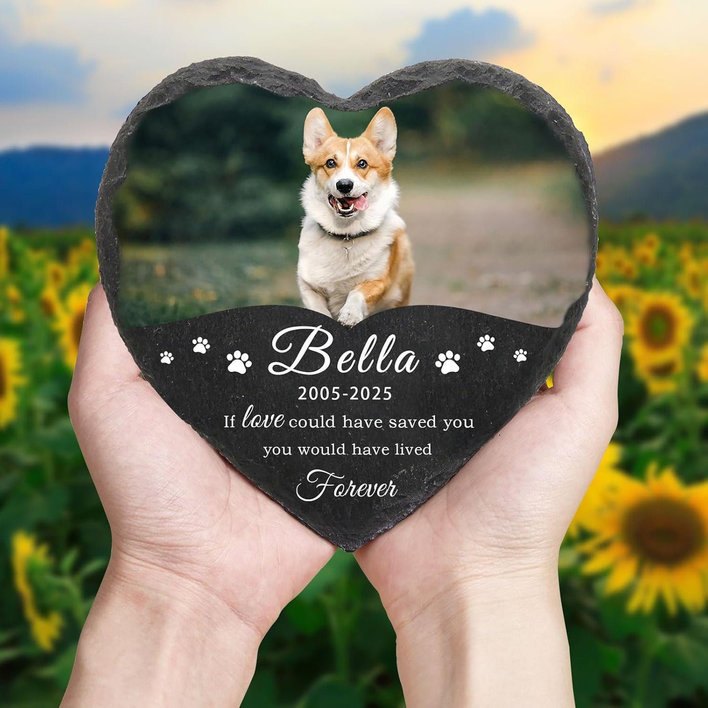 Dog Memorial Gifts for Loss of Dog Cat,Personalized Pet Memorial Stone with Photo Name,Custom Pet Remembrance Gifts,Cat Memorial Sympathy Gift,Dog Passing Away Gifts,Memorial Plaques for Dogs