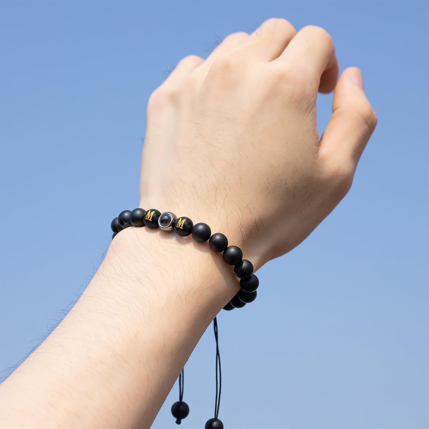 EMIRISTIC Custom Photo Bracelet - Personalized Picture Natural Stone Cuban Chain Bracelet - Any Special Day Gifts