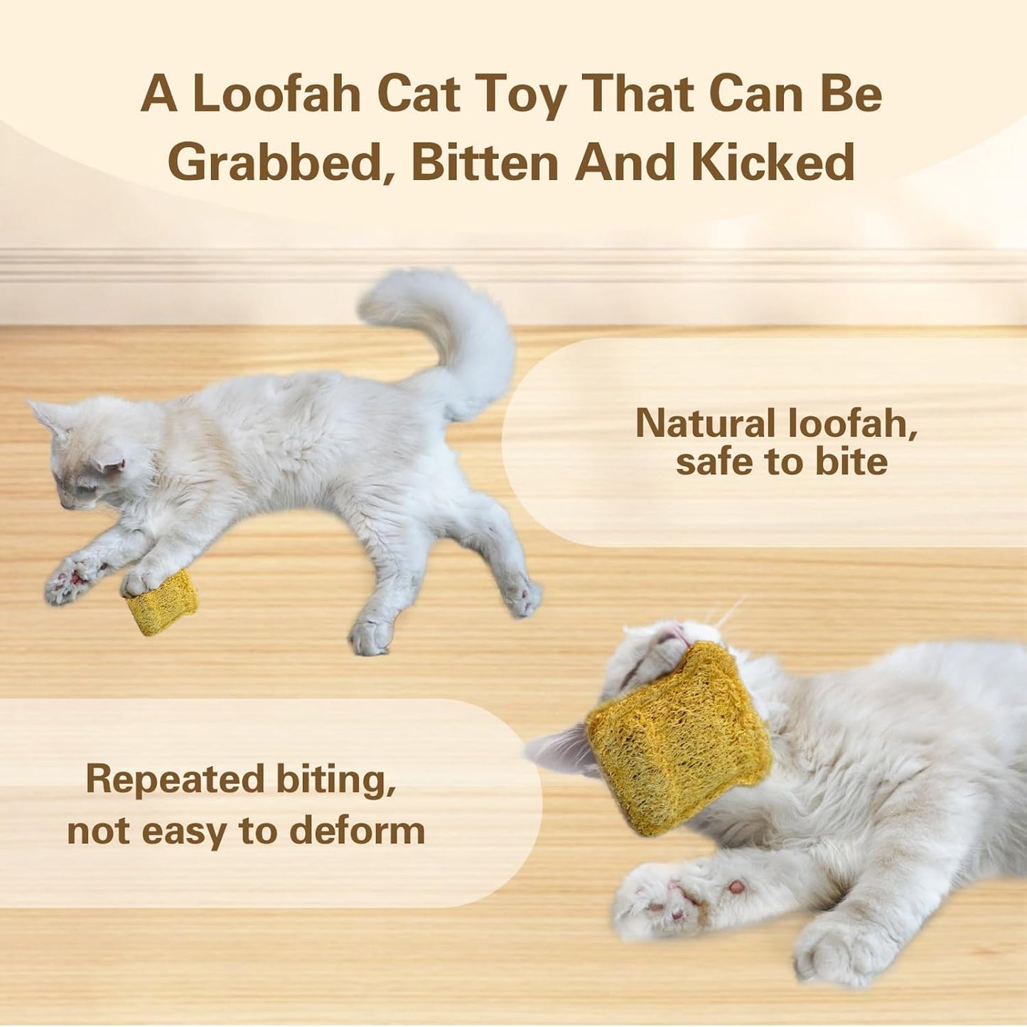 Loofah Chew Cat Toys with Catnip and SilverVine (Actinidia) for Kittens and Cats: Dental Care and Teething Comfort