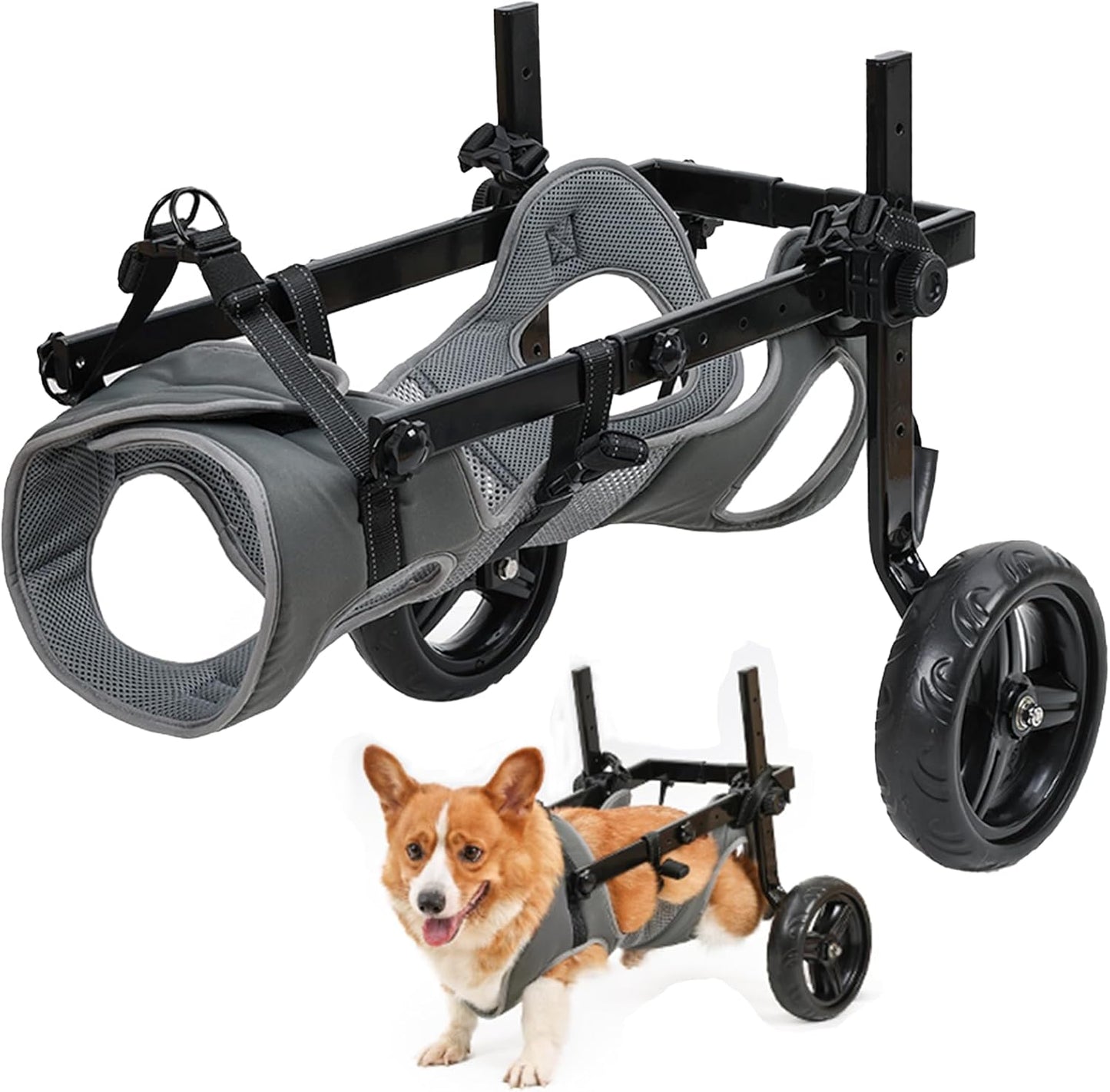 Dog Wheelchair for Back Legs, Light Weight Dog&Cat&Pets Wheelchair Cart with Disabled Hind Legs Walking, Adjustable Doggy Wheelchair Cart with Wheels for Back Legs