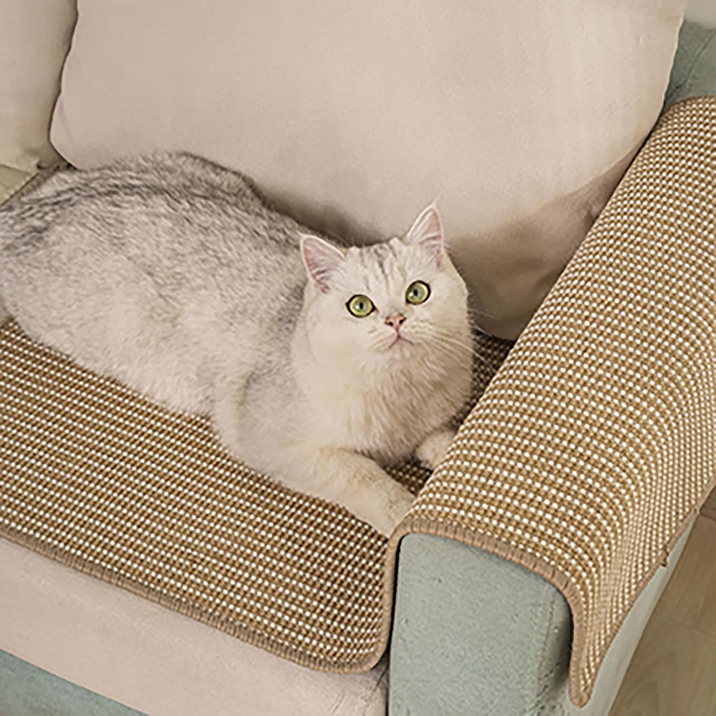 Cat Scratching Pad [32 x 20 Inch] FOOPOMARY Scratcher Mat with Soft Cotton and Natural Sisal Blend for Indoor Cats, Protects Furniture from Scratching, Versatile Placement for Sofas and Favorite Spots