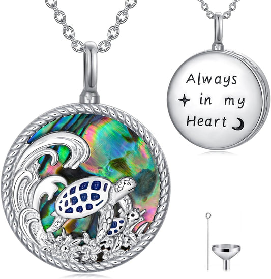 WINNICACA Urn Necklace for Ashes Sterling Silver Abalone Shell Cremation Jewelry for Ashes Jewelry Gifts for Nature Lovers Keepsake Memorial Jewelry for Women