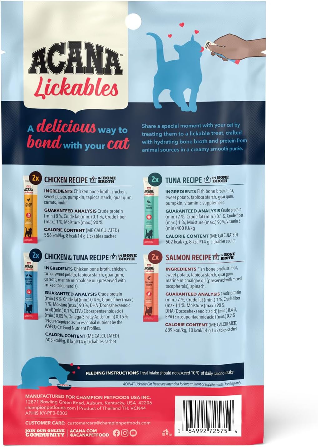 ACANA Lickables Cat Treats Variety Pack: .5oz Tubes (8 Count, 2 of Each)