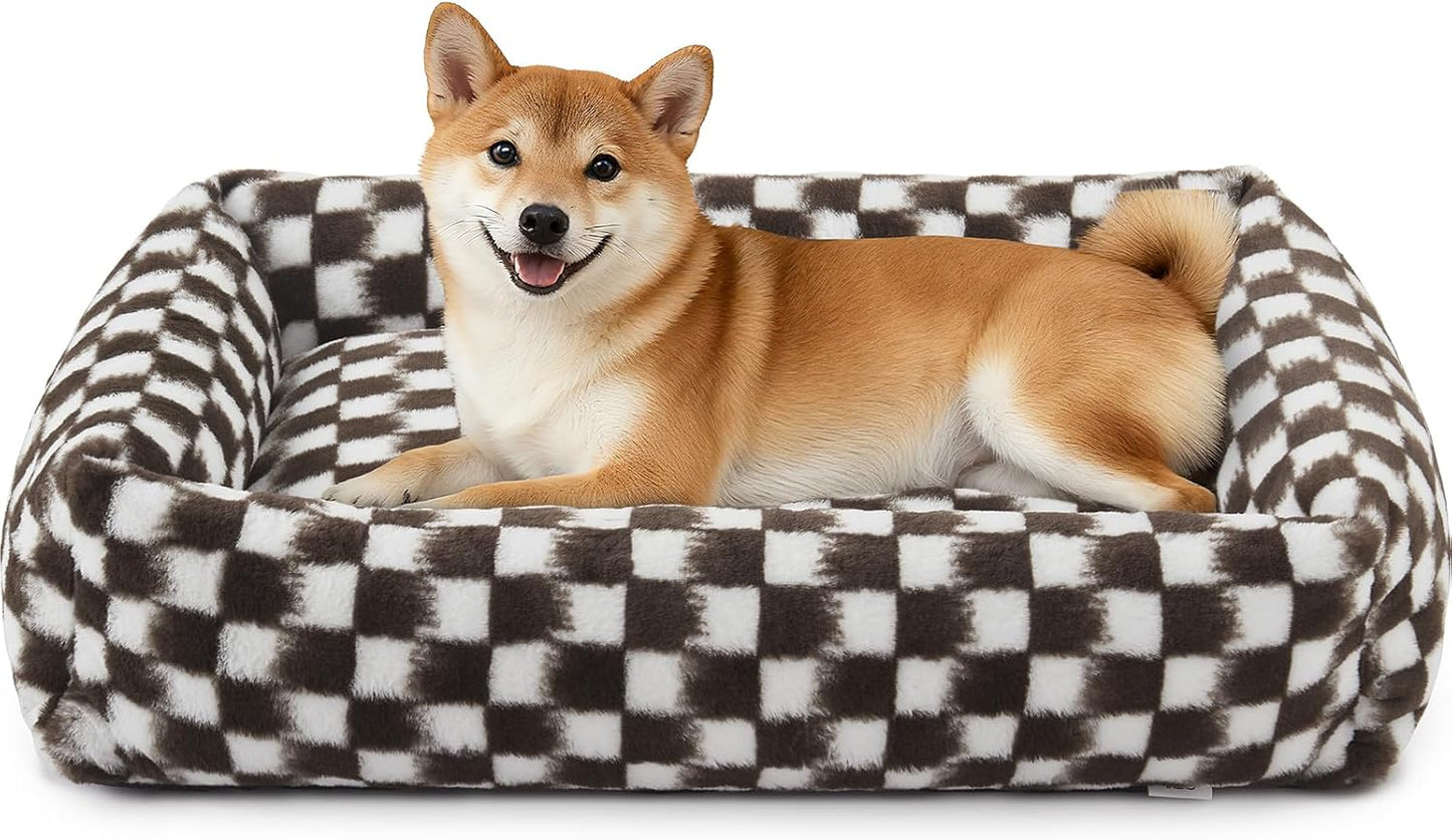 JOEJOY Large Dog Beds Large Sized Dog, Rectangle Washable Orthopedic Corduroy Fleece Pet Bed with Removable Zipper Cover, Cute Soft Calming Puppy Bed with Non Skid Bottom