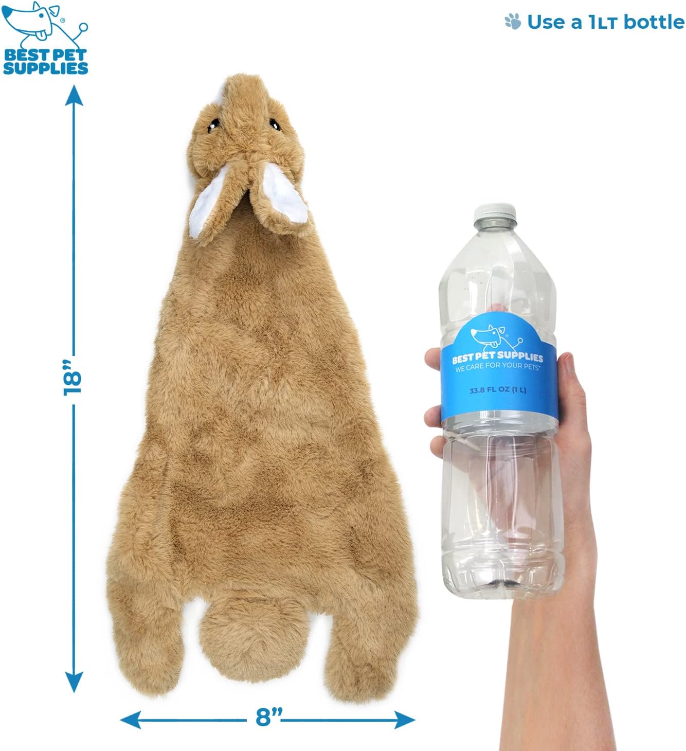 Best Pet Supplies 2-in-1 Stuffless Squeaky Dog Toys with Soft, Durable Fabric, No Stuffing for Indoor Play, Holds a Plastic Bottle - Large (Hare, Sheep, Cow, Pig, Penguin)