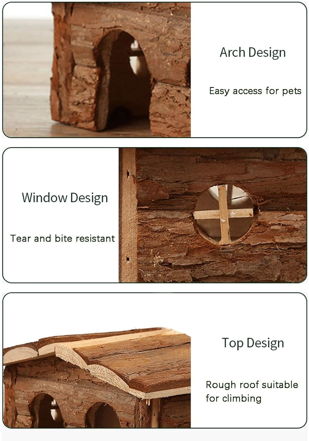 Hamiledyi Hamster Hideout Small Wooden House Natural Wood Rat Hut Hamster Bridge for Dwarf Mouse Playing Hiding