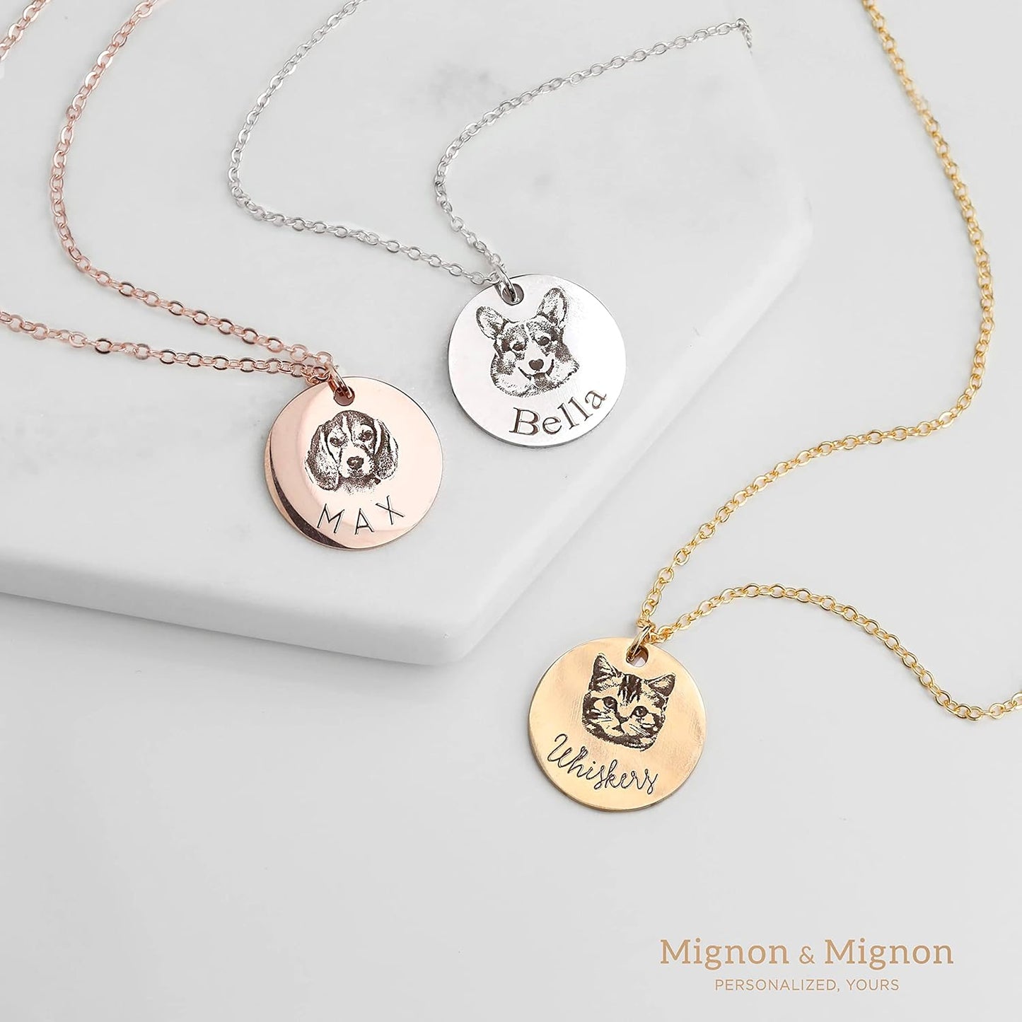 MignonandMignon Personalized Pet Portrait Necklace – Custom Jewelry Gift for Dog or Cat Lovers Unique Holiday Gifts for Her -LCN-AP