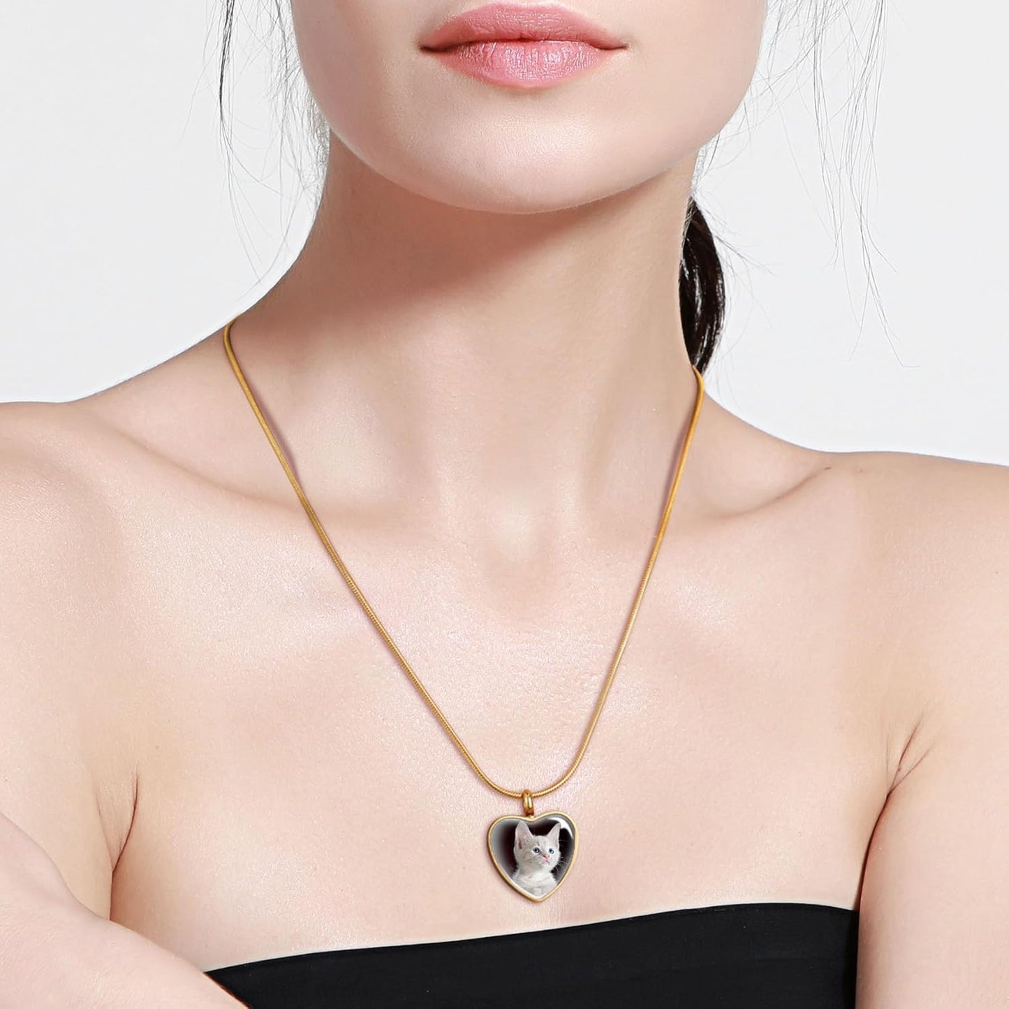 MeMeDIY Personalized Heart Paw Print Ashes Urn Pendant Necklace Custom Name/Photo/Date for Women Men Pet Lover Stainless Steel Memorial Dog Cat Pet Keepsake with Funnel Fill Kit Angel Wing