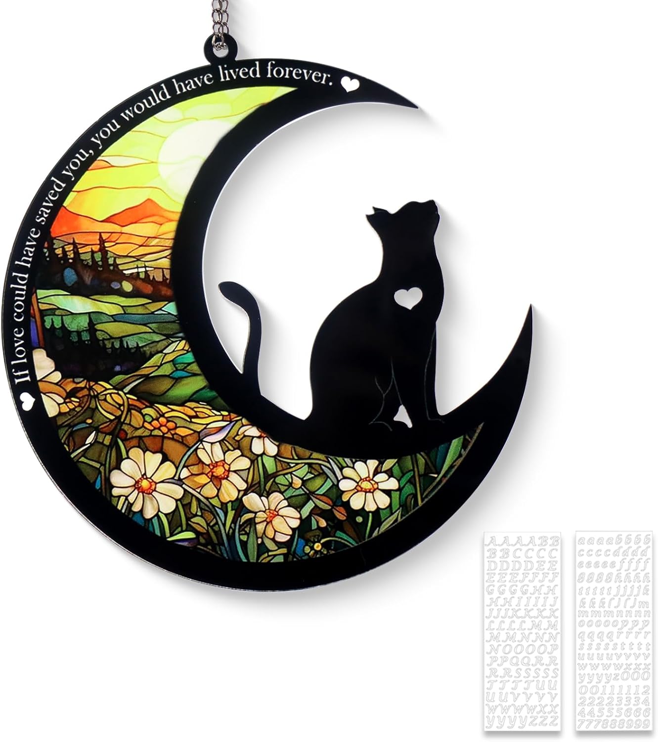 Pet Memorial Suncatcher, Loss of Cat & Dog Sympathy Gifts, Hanging Stained Acrylic Light Catcher, Cat & Dog Memorial Ornament for Pet Lovers, Sunrise Pattern
