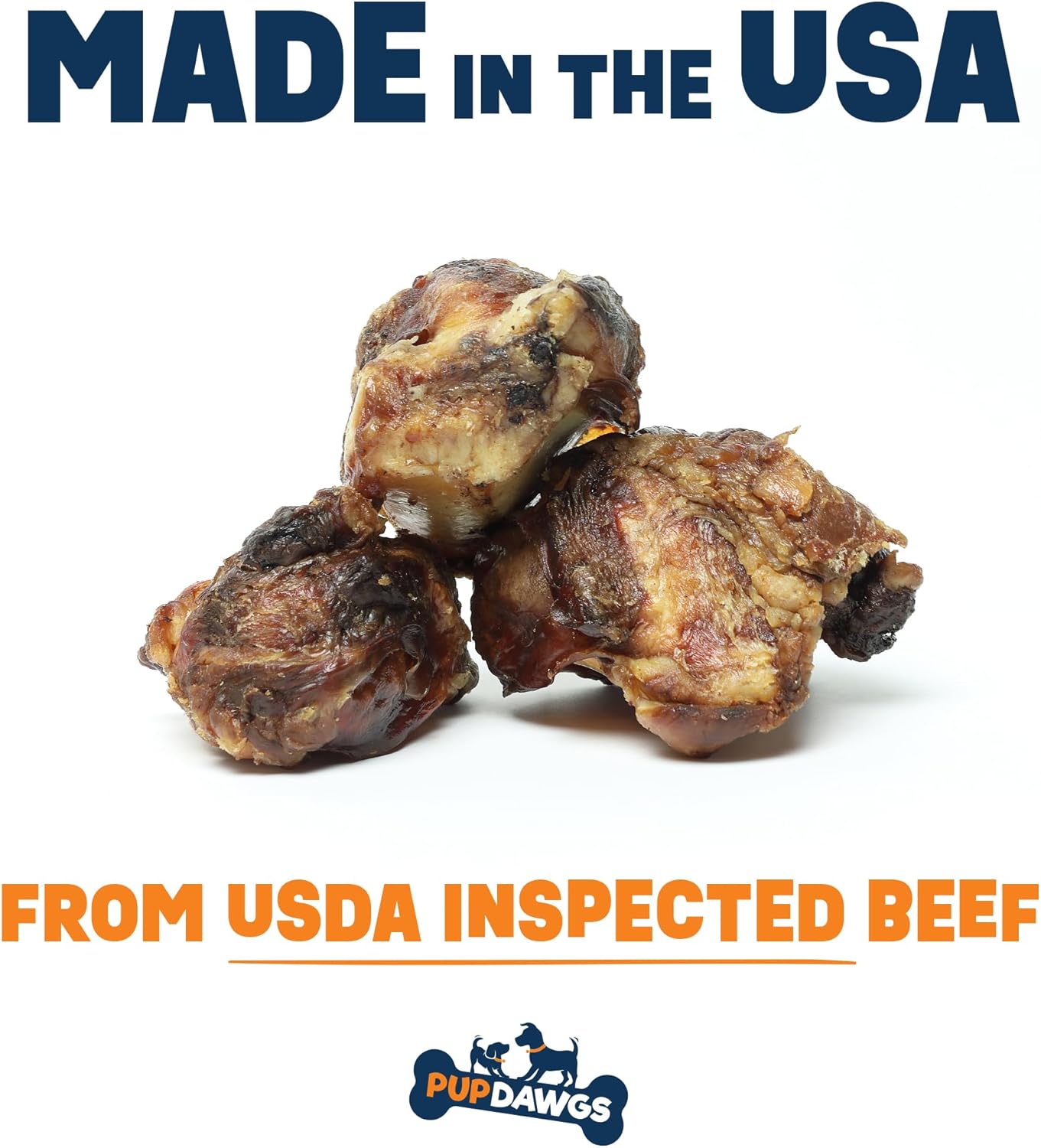 Beef Knee Cap Bones for Dogs Made in The USA | Single Ingredient Long Lasting & Protein Rich (3 Piece Pack)