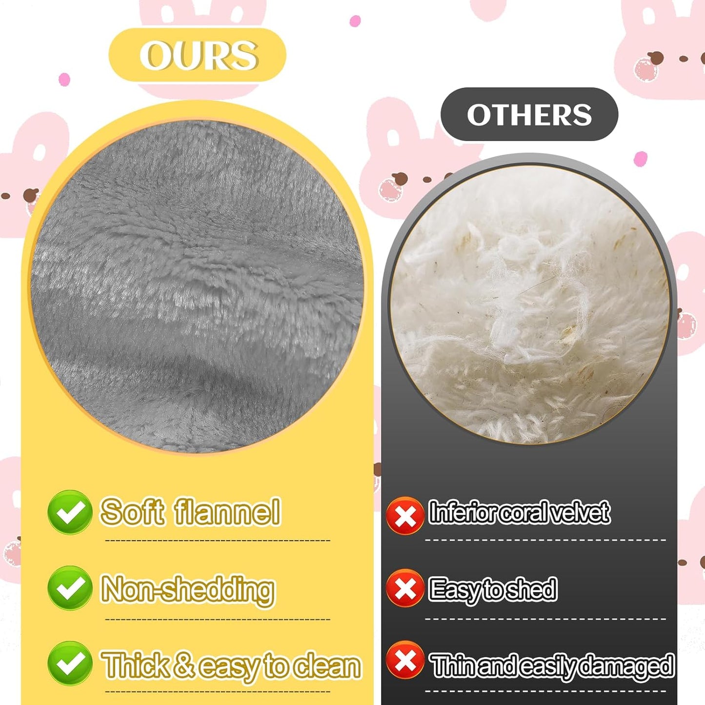 MEWTOGO 13 x 14In Rabbit Bed, Thickened Soft Bunny Snuggle Concave Bed, Cuddle Cushion Plush Mat with Cotton Lounger Pillows, Small Pet Flop Mat for Indoor Cage Sleeping Bunny Gifts, Gray