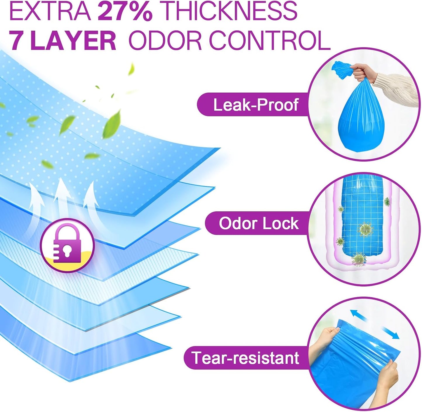 Cat Litter Refill Bags|Jumbo 28FT 2Pack Cartridges Compatible with Litter Genie Refill Standard,Plus,Style Pail | Up to 8 Months| Superior Odor Control| Fresh Plant Scent(NOT Compatible with XL)