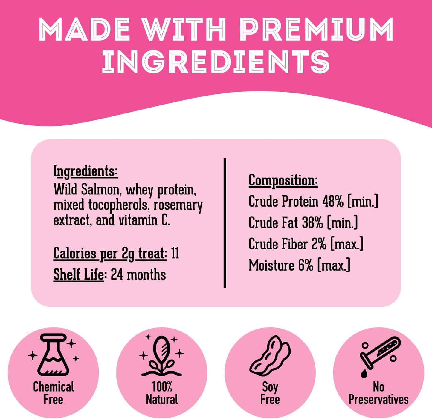 Dehydrated Wild Salmon Treats for Dogs & Cats (1.76 oz, Pack of 1) Single Ingredient to Maintain Nutrients Vitamins and Healthy Oils Made in Canada