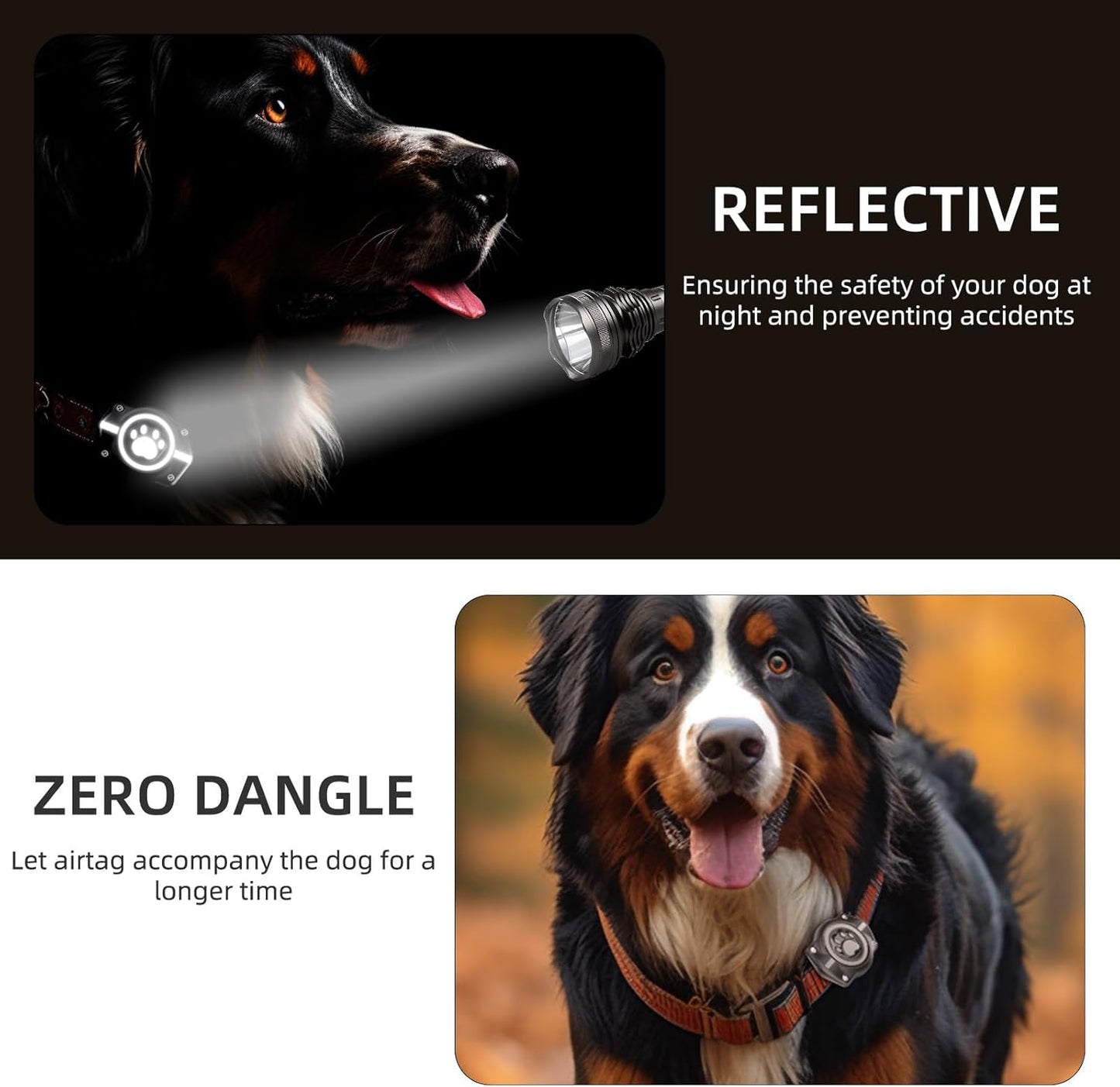 AirTag Dog Collar Holder, 100% Waterproof Air Tag Mount, Pet AirTag Case for Dogs & Cat Collars, Ultra-Durable Dog Collar AirTag Holder - Fits All Width Collars (Reflective,4 Pack)