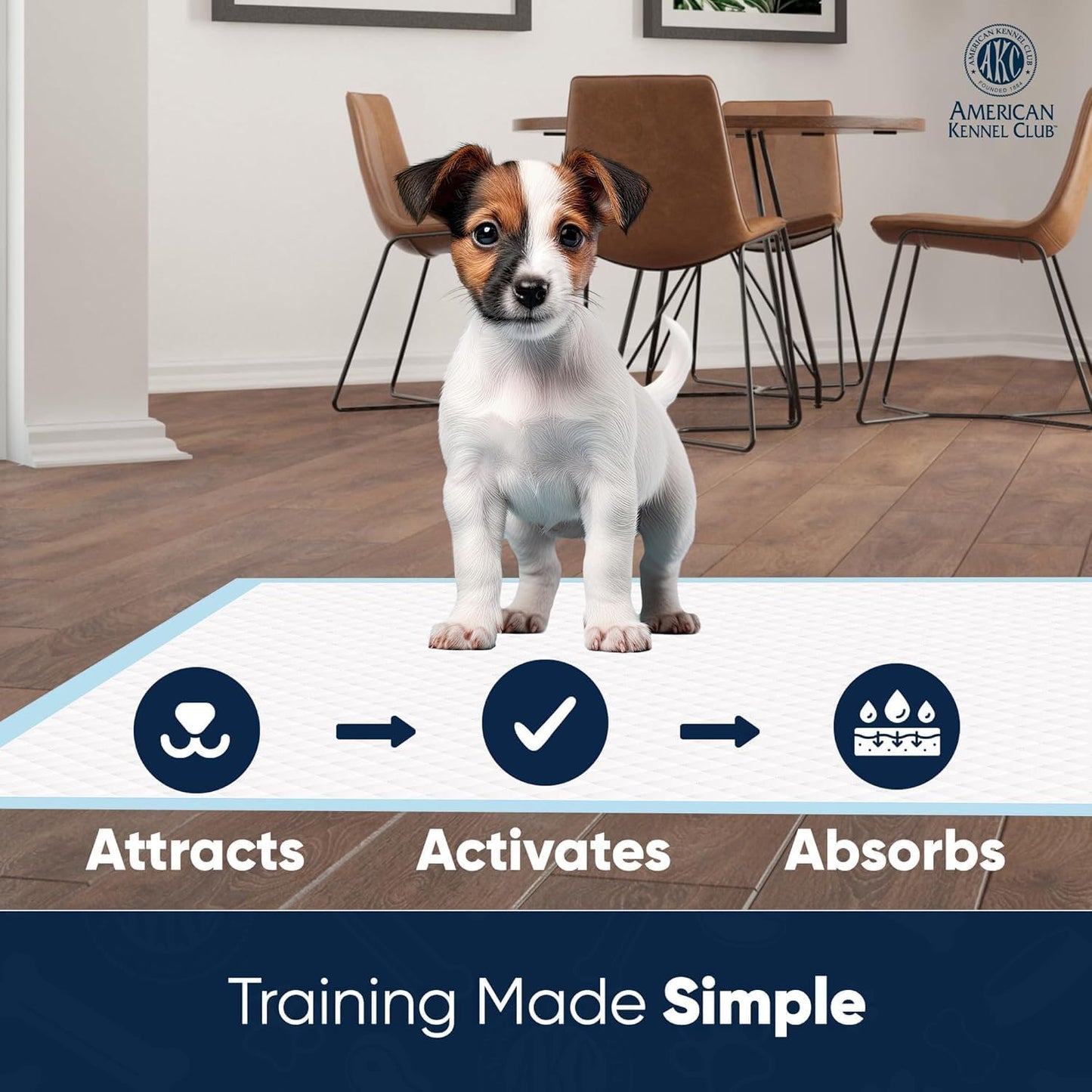 American Kennel Club Puppy Training Pads with Ultra Absorbent Quick Dry Gel – 22 x 22 Pee Pads for Dogs - 100 Count (Unscented)