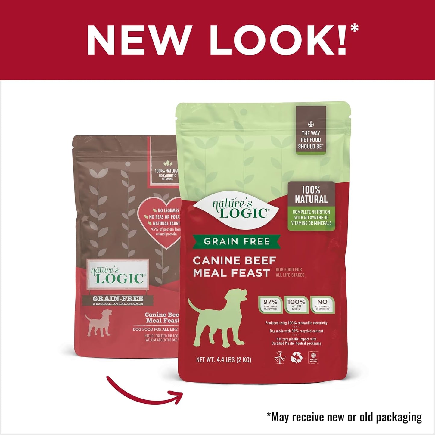 Nature's Logic Grain-Free Dry Dog Food - All-Natural, High Protein, No Synthetic Vitamins/Minerals - Gluten Free - Supports Healthy Digestion - All Breeds & Ages - Beef Meal Feast, 4.4lbs