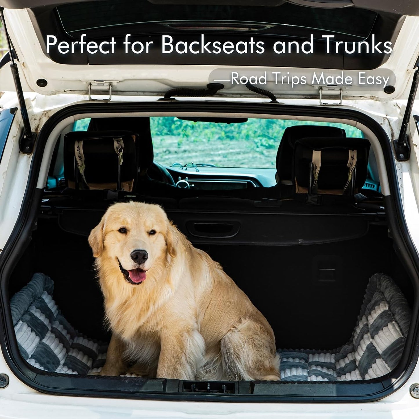 Dog Bed for Car, Pet Travel Backseat Mat for Vehicle SUV Truck Jeep Automobile, Large Washable Foldable Non-Slip Fuzzy Soft Comfortable Cozy Extender Protector Cover Pad, Grey, 24.8x54 in