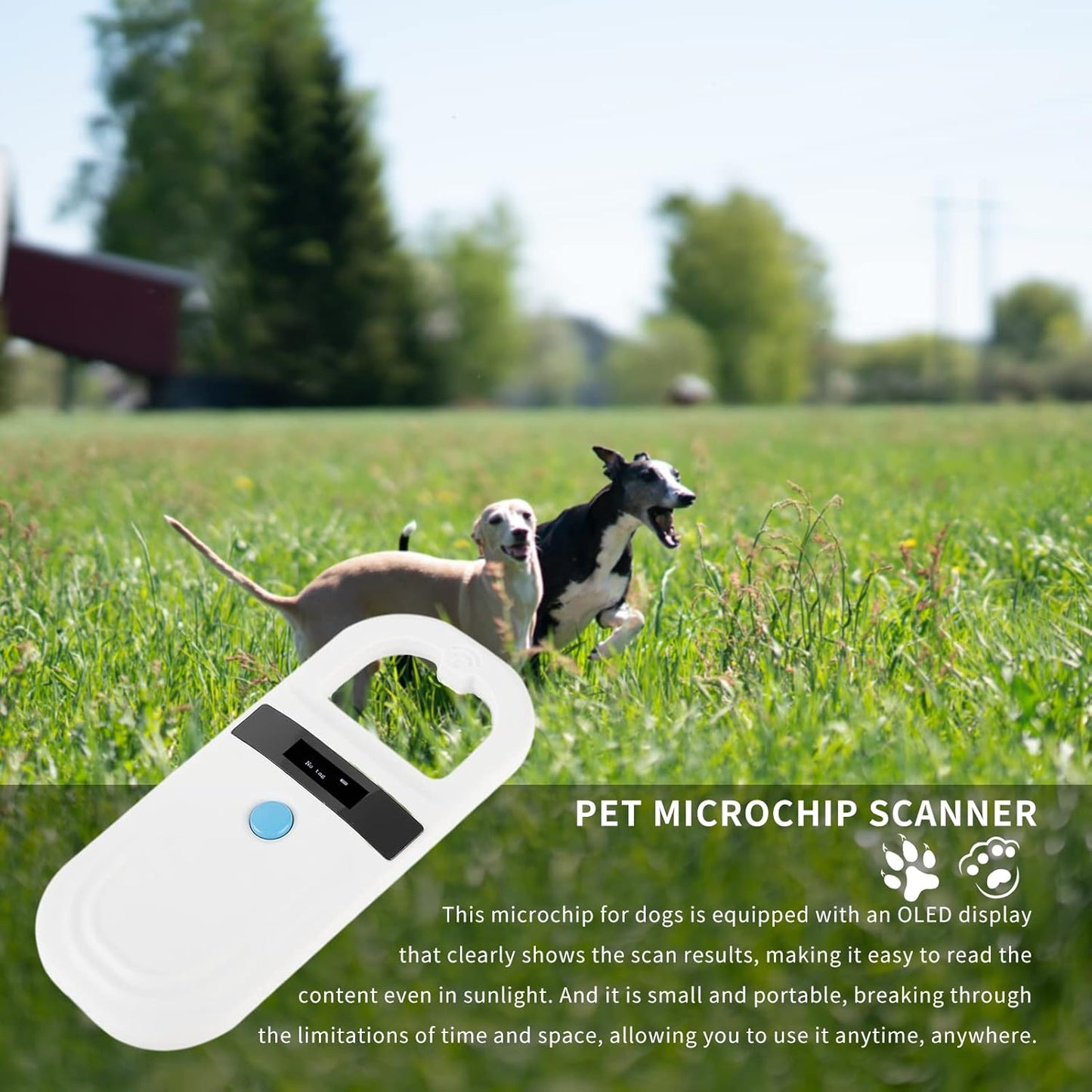 Gugxiom Pet Microchip Scanner, 134.2Khz/125Khz Pet Microchip Reader with OLED Display, Low Battery Alarm Animal Chip ID Scanner for FDX B(ISO11784/11785) and EMID microchips