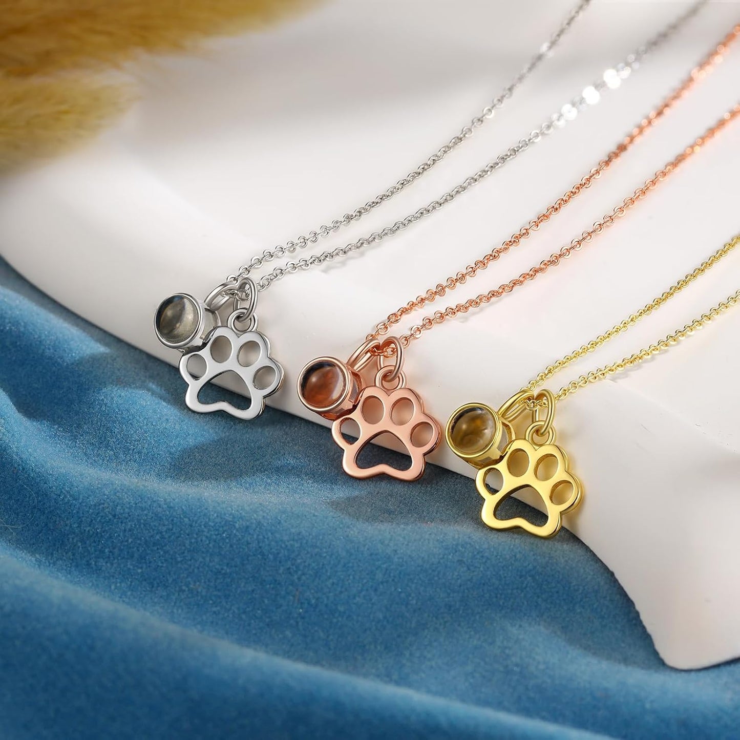 Customized Paw Print Necklace Personalized Pet Name Necklace Custom Engraved Dog Cat Paw Pendant Necklace Pet Memorial Gift for Pet Lovers