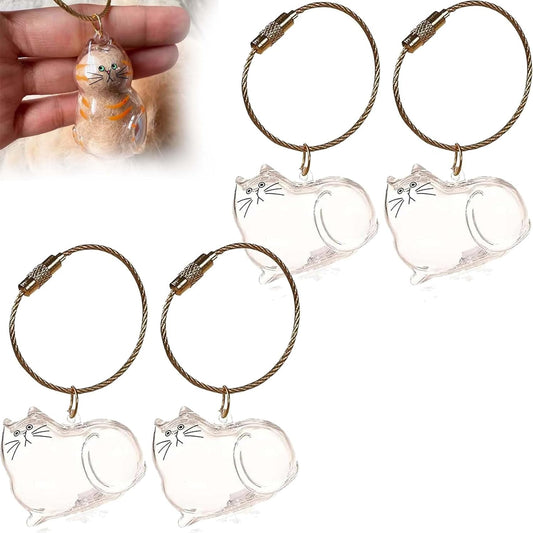 Cat Hair Holder Keychain,Cat Hair Memorial Keyring,Cats keychain Hair Storage Bottle,Transparent Cats Hairs Pendants