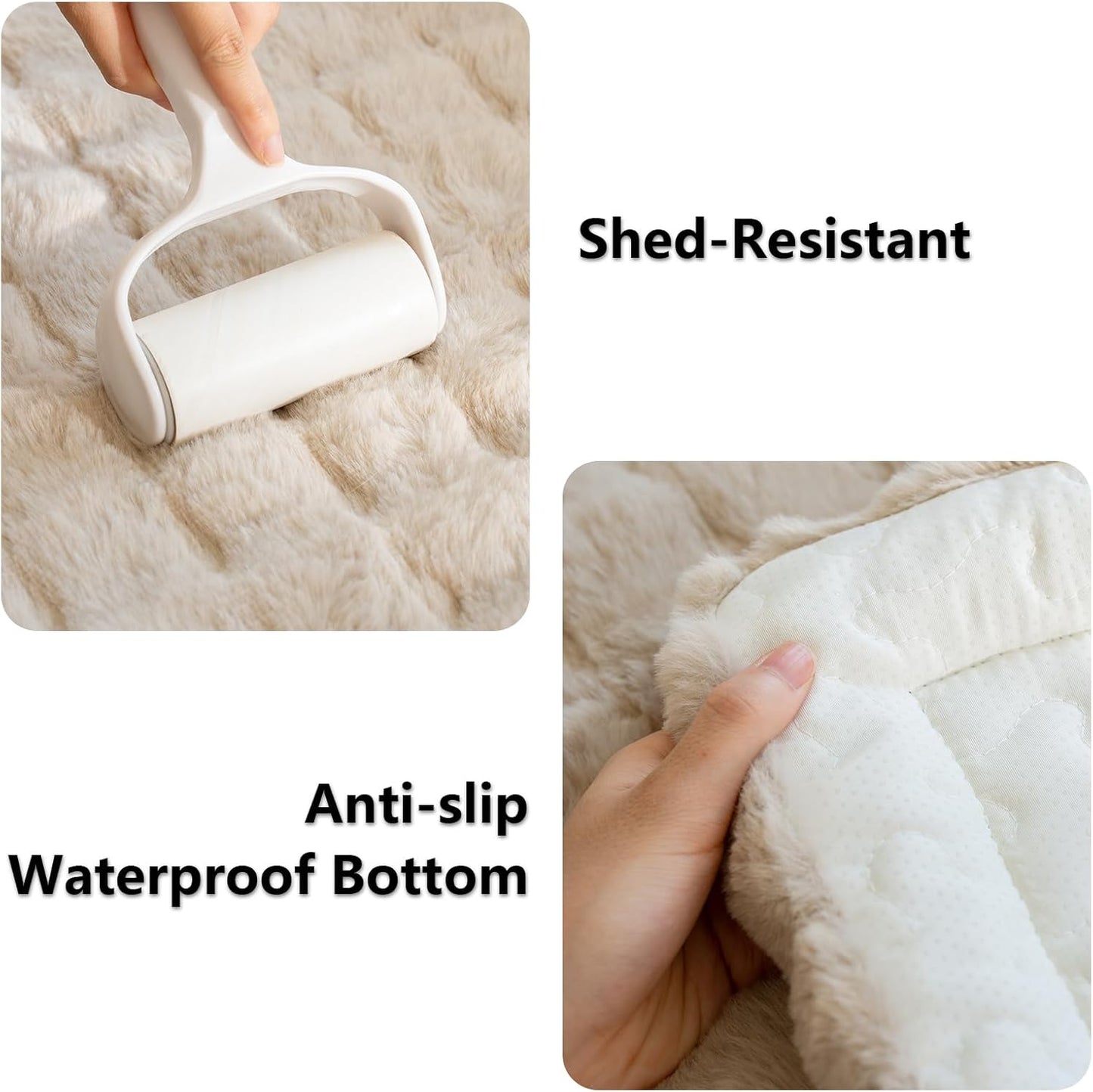 Dog Car Seat Cover for Back Seat, Plush Dog Bed Mat for Car, Fit for Backseat Extenders, Travel Pet Mat, Nonslip Soft Pet Pad for Cars Trucks and SUVs (Khaki, 24.8x54 inch)