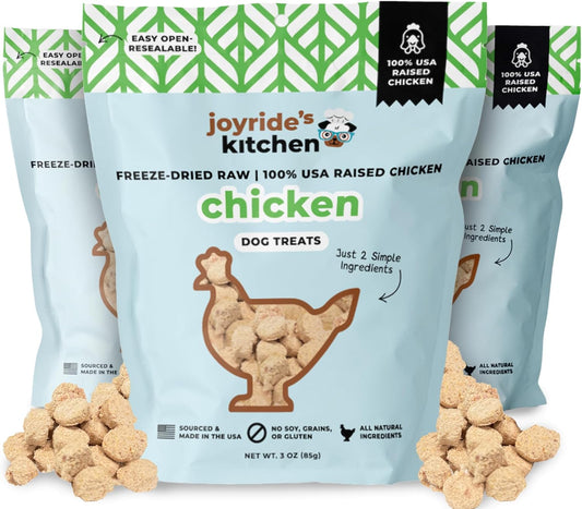 Joyride's Kitchen Freeze-Dried Chicken Liver Dog Treats, Single Ingredient, All-Natural, Protein-Rich Dog Training Treats, Made in USA - Perfect for Picky Eaters, Supports Rescue Dogs, Pack of 3