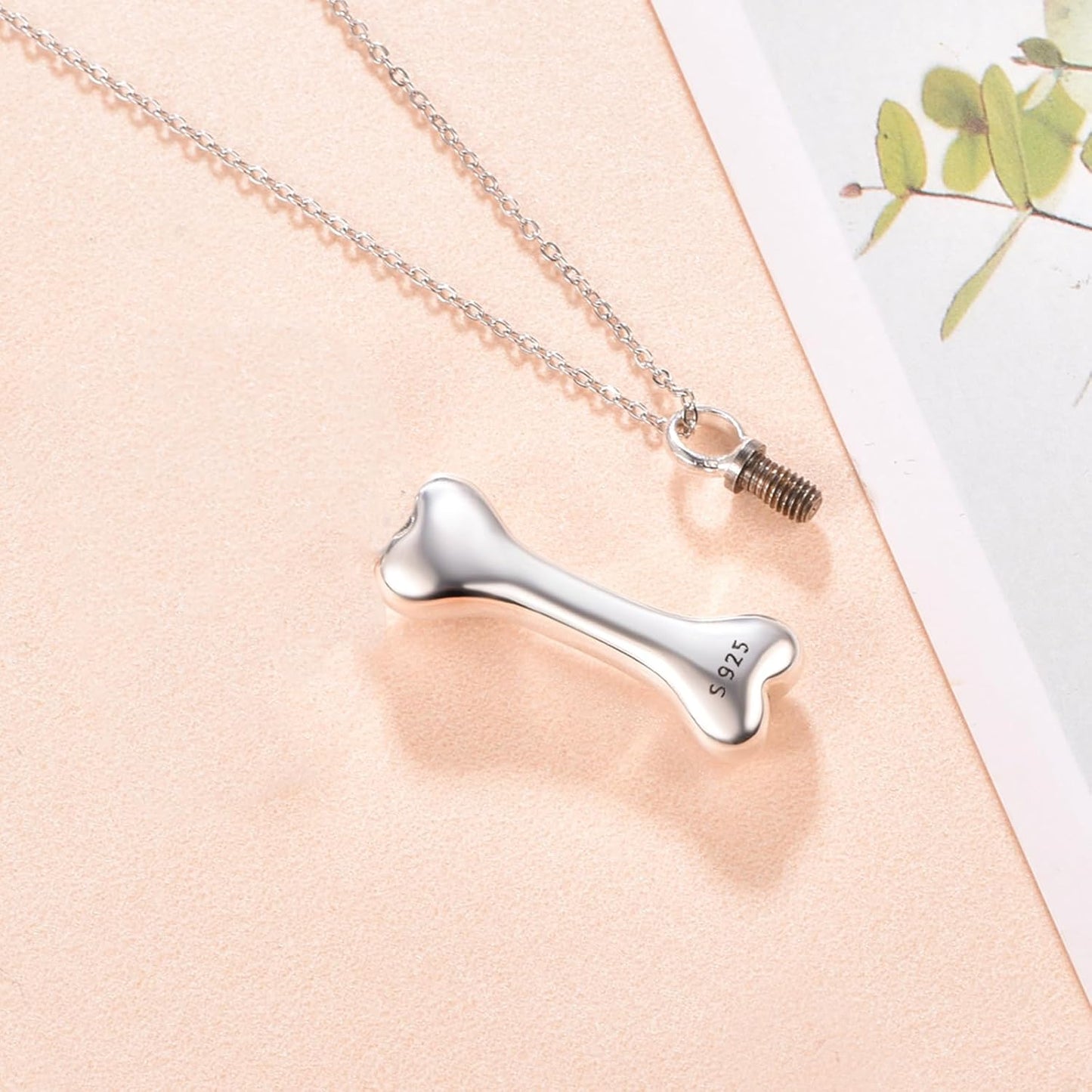 Dreamboat Pet Crematian Urn Necklace for Dog Cat Ashes 925 Sterling Silver Paw Print Keepsake Pendant Jewelry Gifts for Women Men