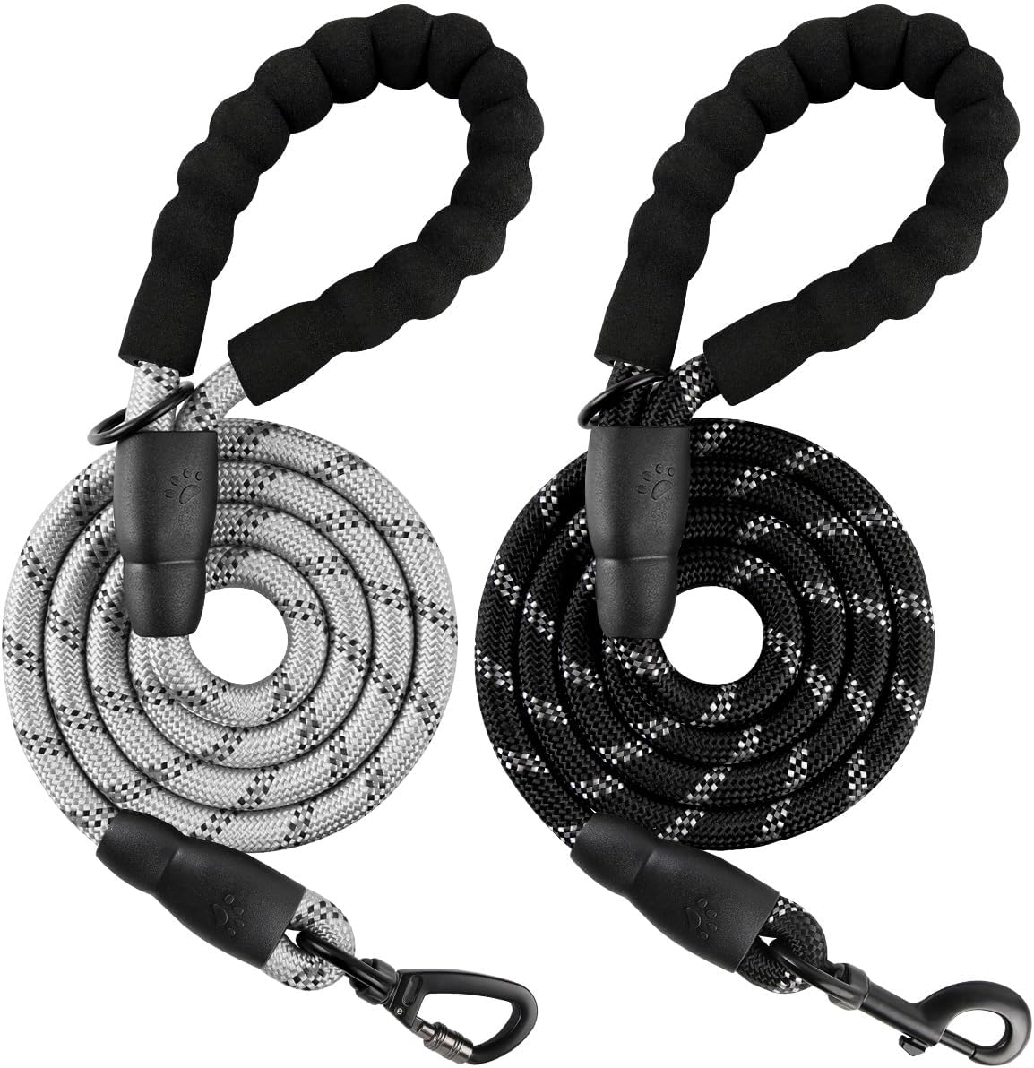 BARKBAY Dog Leashes for Large Dogs Heavy Duty Dog Leash 2 Pack 5 FT with Comfortable Padded Handle Highly Reflective Threads for Medium Large Dogs Walking Training Running (5FT-1/2,Gray+Black)