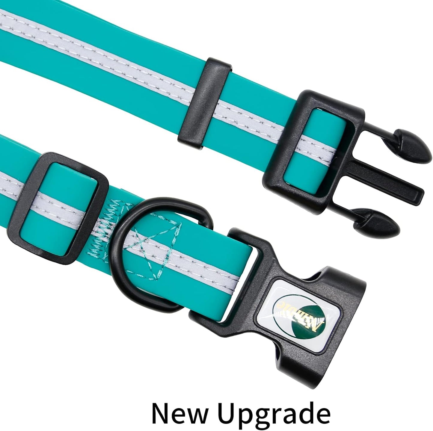 NIMBLE Dog Collar Waterproof Pet Collars Anti-Odor Durable Adjustable PVC & Polyester Soft with Reflective Cloth Stripe Basic Dog Collars S/M/L Sizes (Medium (11.81”-18.5”inches), Emerald Green)