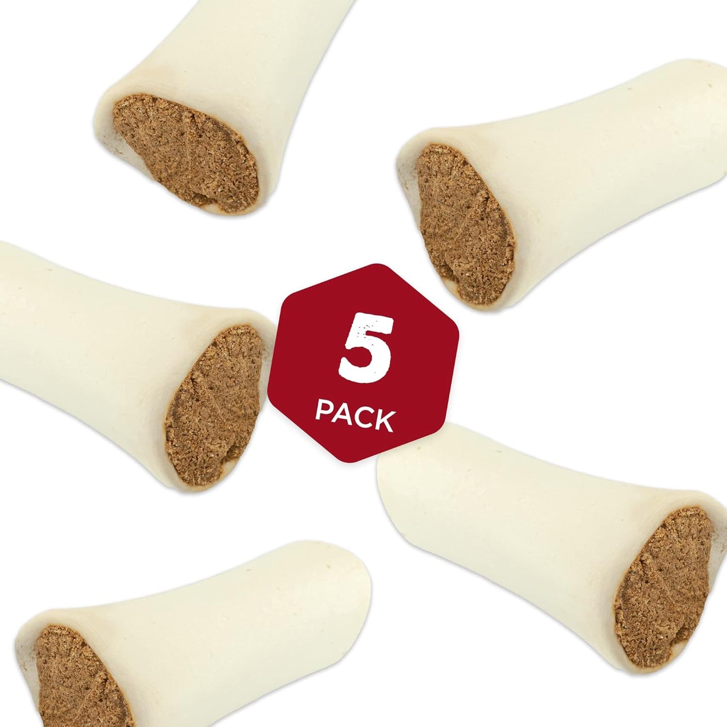 Best Bully Sticks 5-6 Inch Bully Filled Shin Bones for Dogs - 5 Count (Pack of 1) - Easily Digestible, Long-Lasting, Refillable Treat