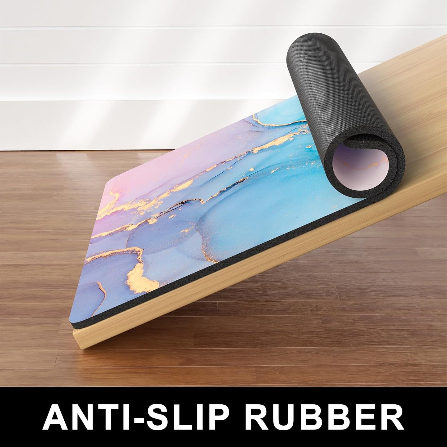 Dog Food Mat, 12" x 19" Marble Absorbent Dog Cat Bowl Mat for Food and Water, Cute Anti-Slip Rubber Pet Feeding Rug Protect Floors, Placemat for Feeding & Watering Supplies, Blue