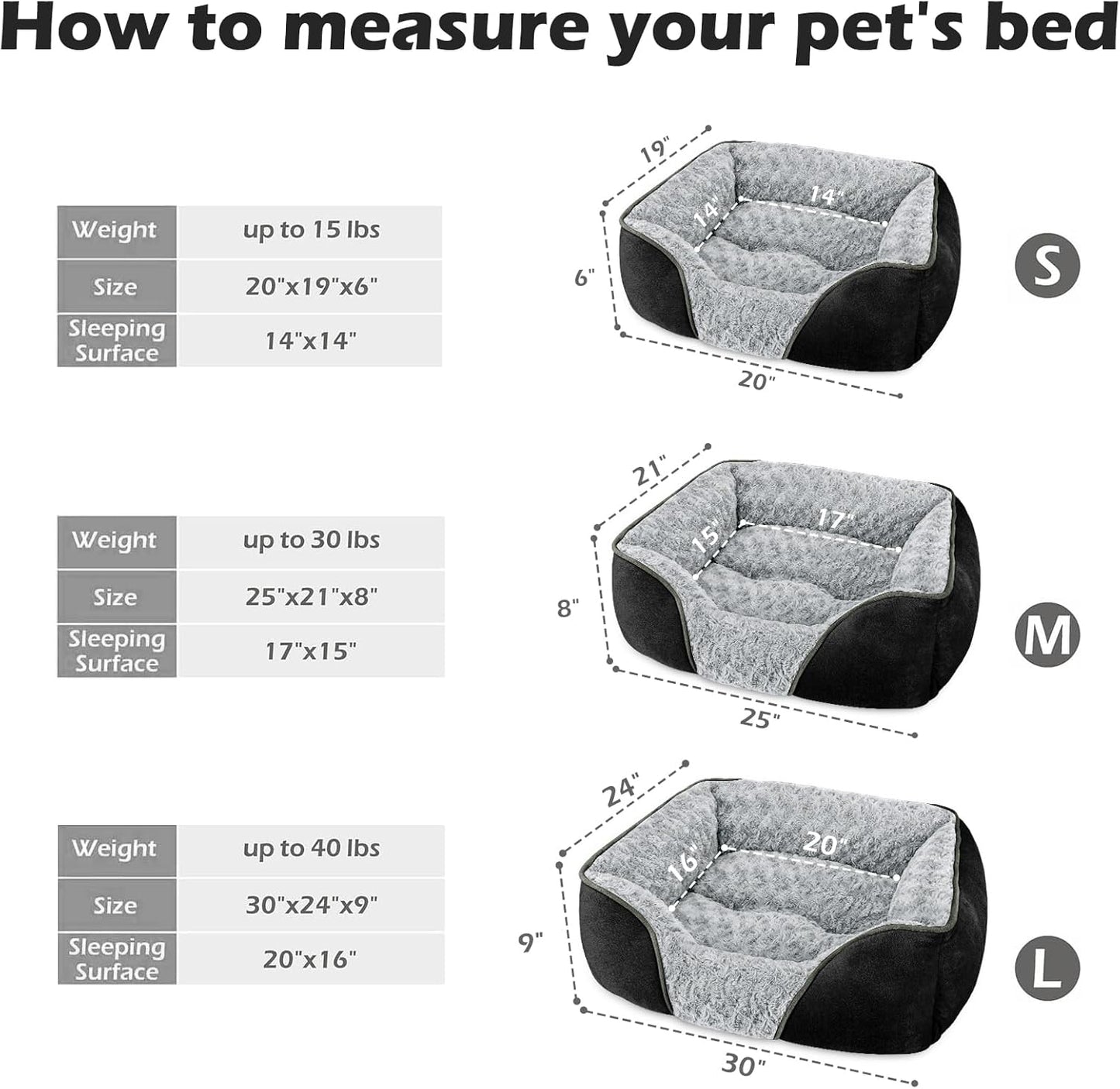 INVENHO Large Dog Bed Rectangle Washable Orthopedic Soft Calming Sleeping Durable Pet Cuddler with Anti-Slip Bottom