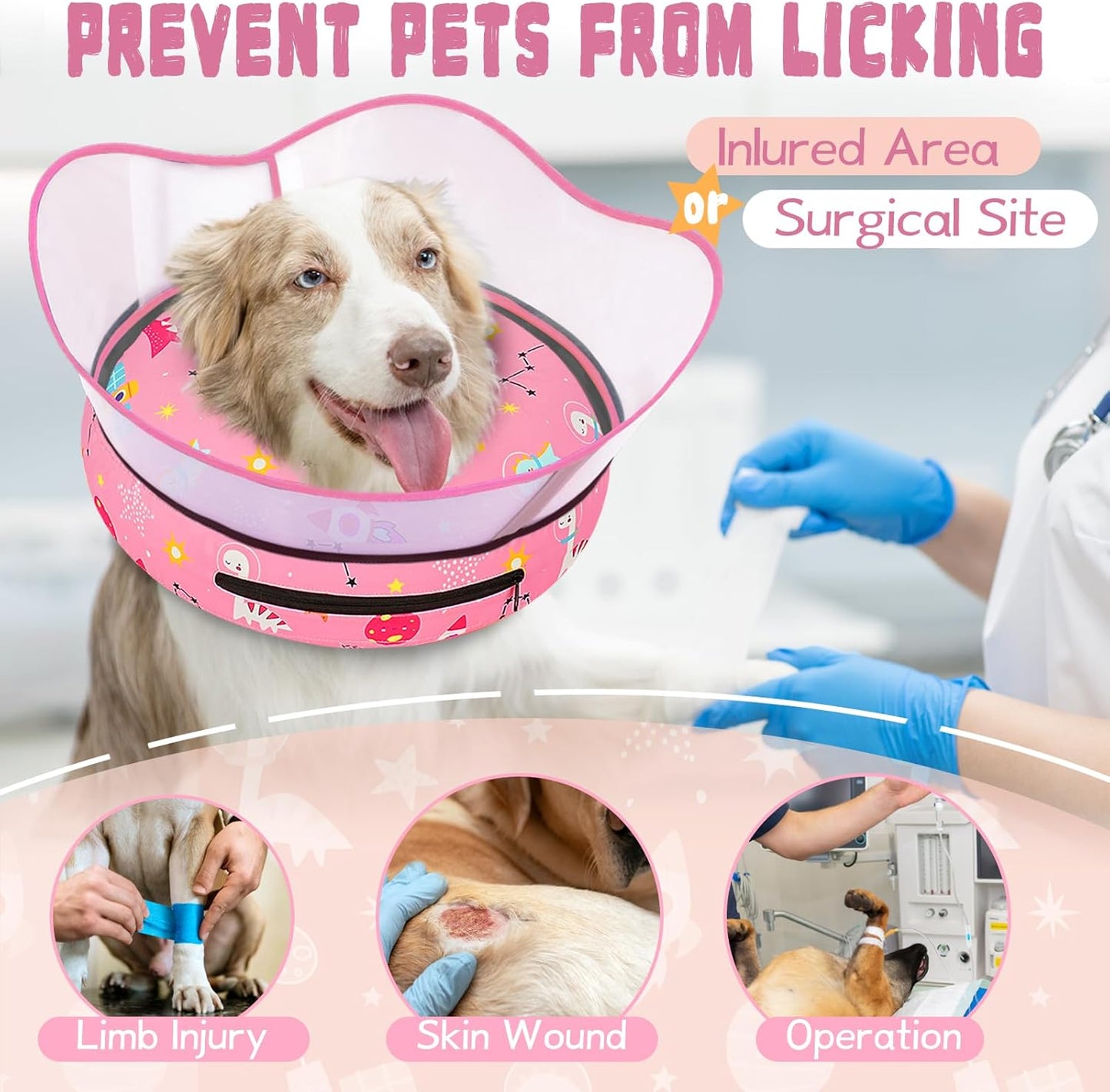 Elevated Inflatable Dog Cone Collar to Stop Licking, Dog Donut Collar After Surgery, Soft Dog Cone Alternative for Small Medium Large Dogs