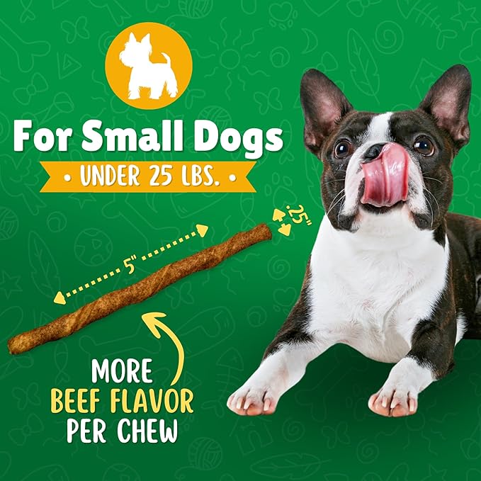 Lucky Premium Treats Beef Basted Rawhide – All-Natural Rawhide and Beef Dog Treats for Small Dogs, Gluten Free Premium Small Dog Treats (200 Chews)