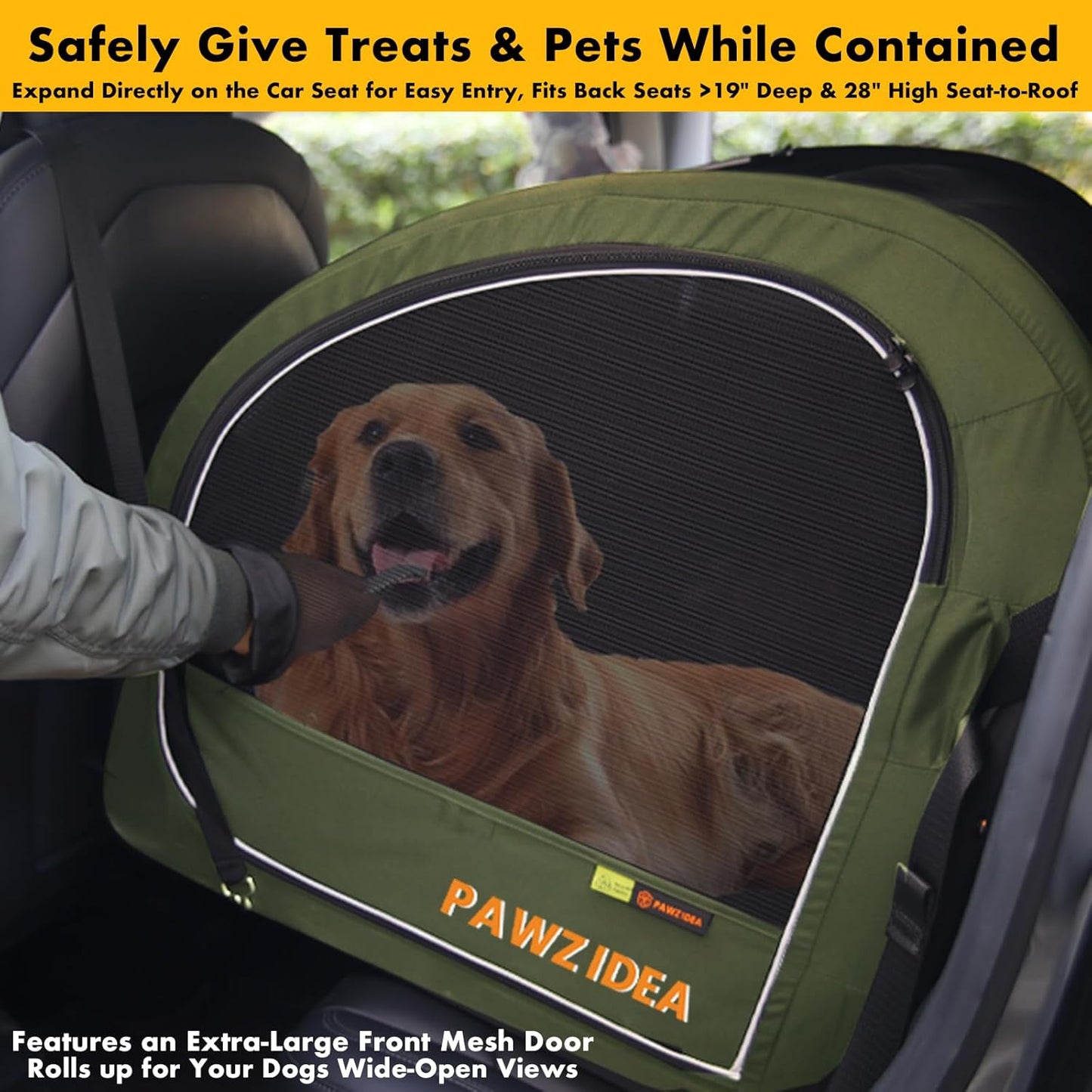 PAWZIDEA Large Dog Stroller with Detachable Carrier, Portable Dog Crate for Car Travel, Multiple Pet Strollers for Medium Dogs up to 80lbs, Adjustable Handle, All-Terrain 9” Wheels, Storage Organizer