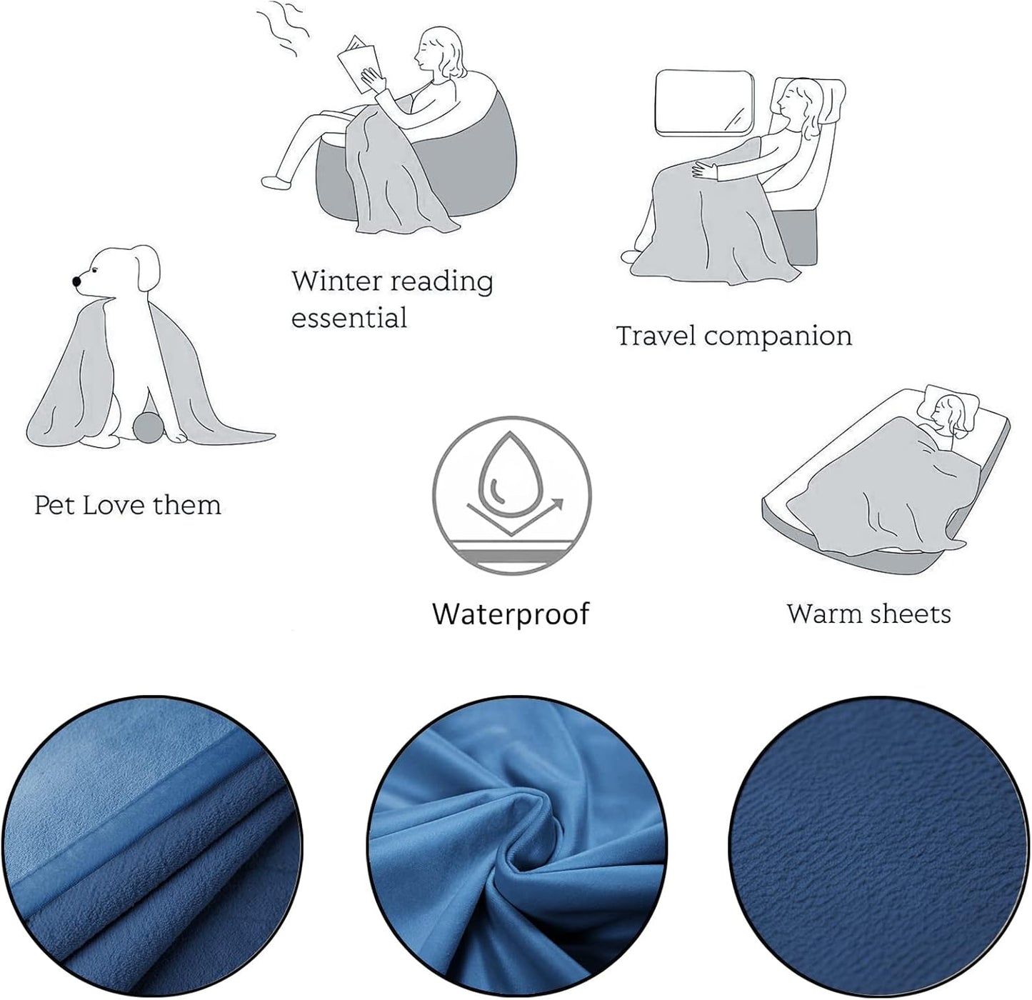 Ameritex Pet Bed Blanket Reversible 100% Waterproof Velvet Super Soft for Sofa and Bed