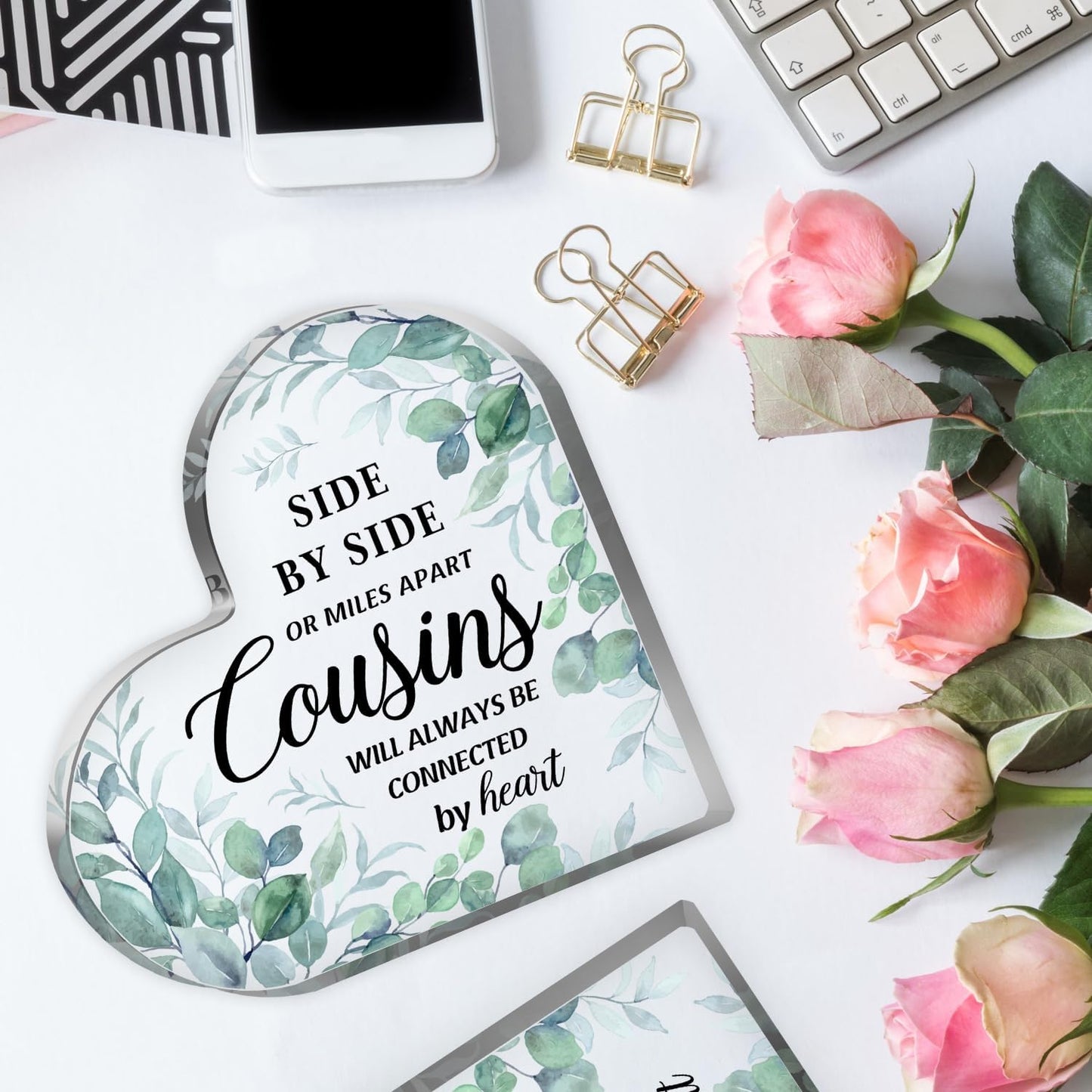 Cousin Gifts for Women, Cousin Birthday Gifts for Women, Heart Acrylic Gifts for Cousins, Best Cousin Ever Gifts, Cousin Birthday Gifts for Cousin Sister, Best Cousin Gifts for Christmas Weddings