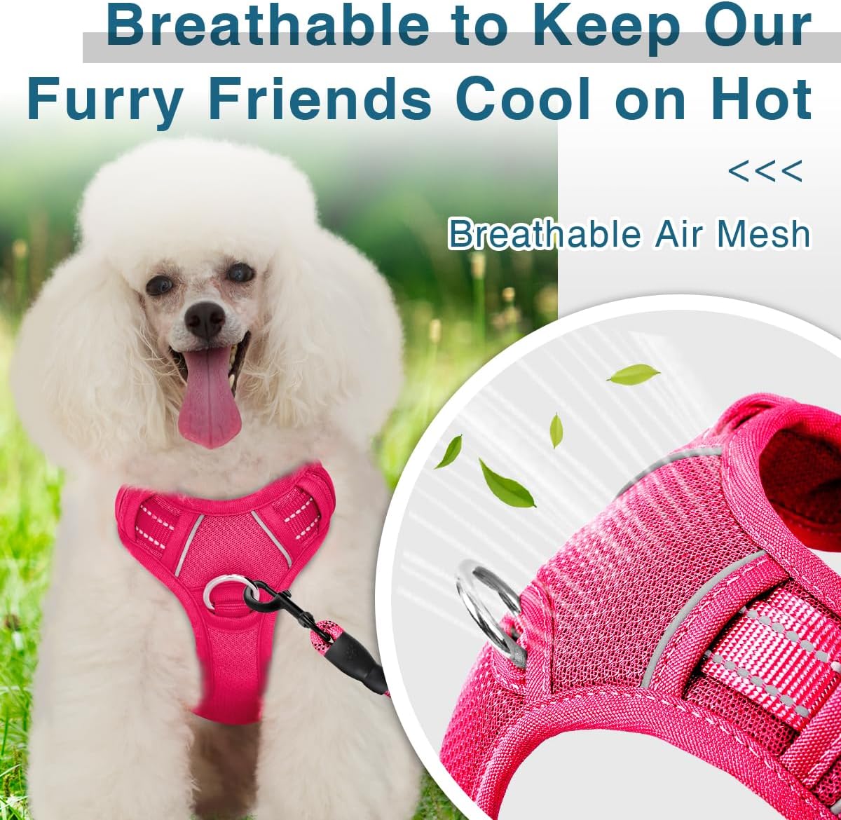 BARKBAY Dog Harness No Pull with ID Tag Pocket - Heavy Duty, Reflective, Easy Control for Large Dogs(Pink,XS)