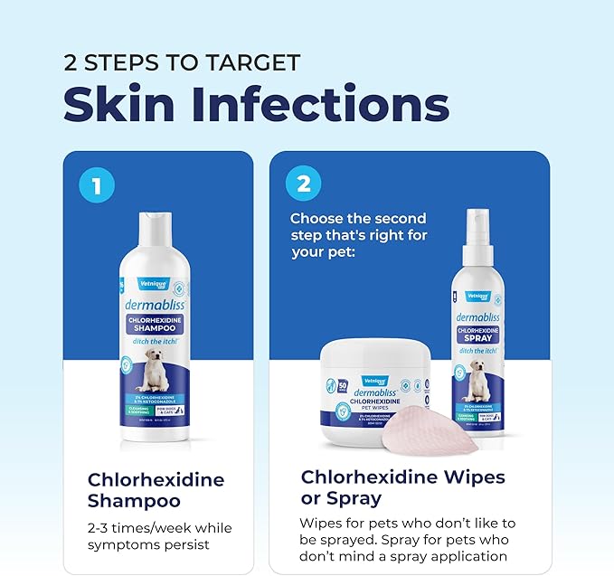 Vetnique Dermabliss Hot Spot Treatment for Dogs - Antiseptic Medicated Chlorhexidine Spray - Vet Recommended for Skin Infections, Hot Spots & Irritation (Hot Spot Spray, 8oz)