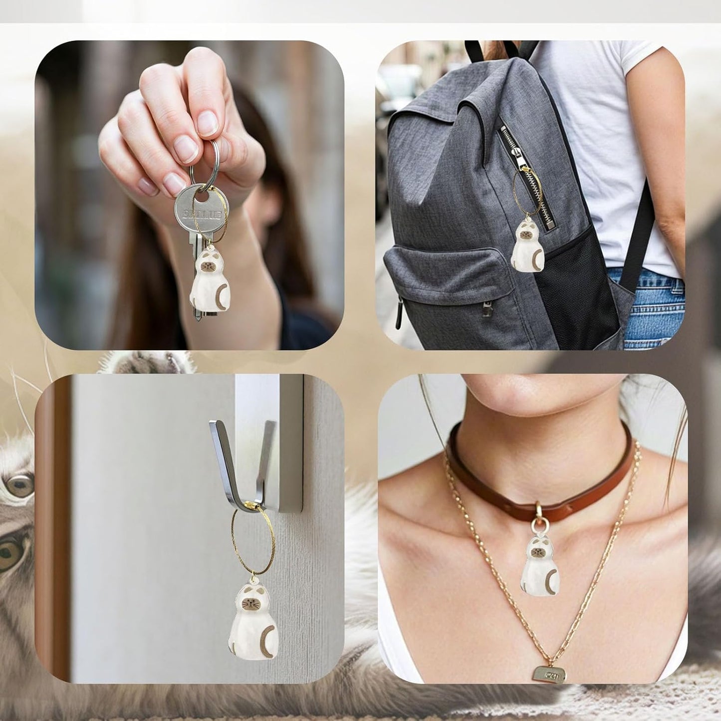 Cat Hair Keychain, 2Pcs Cat Hair Storage Bottle，Pet Fur Keepsake,Pet Hair Storage/Memorial Keychain,Cute Pet Memorial Gifts,[D Model]