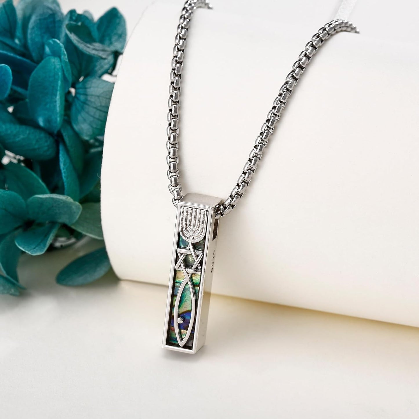 Urn Necklaces for Ashes Sterling Silver 3D Vertical Bar Memorial Pendant for Loved Ones Keepsake Cremation Jewelry Gifts for Women Men