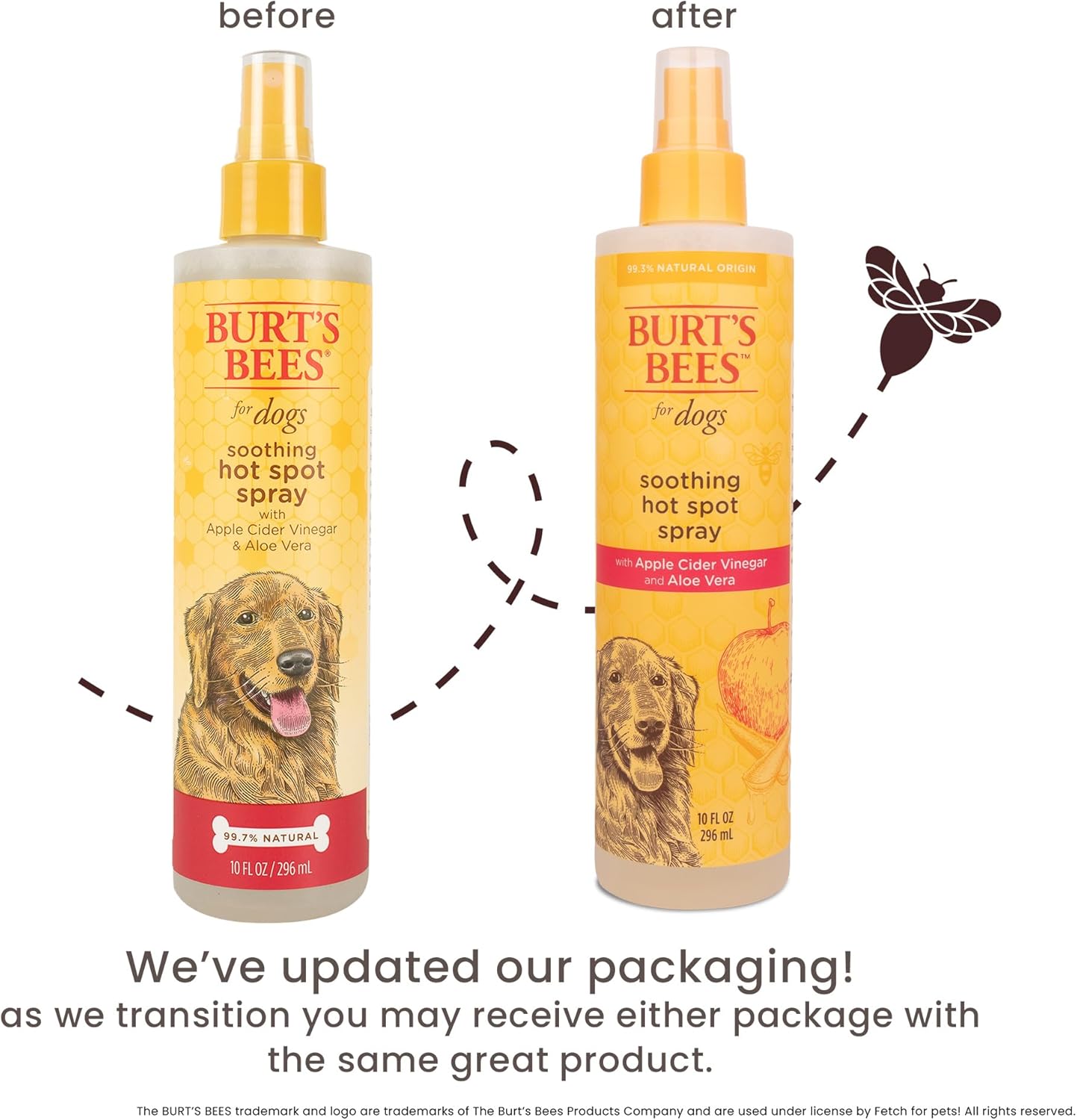 BURT'S BEES FOR PETS Hot Spot Spray with Apple Cider Vinegar and Aloe Vera for Itchy Dogs, 95% Natural Origin Formulas, Itchy Skin Relief, 10 Fl Oz