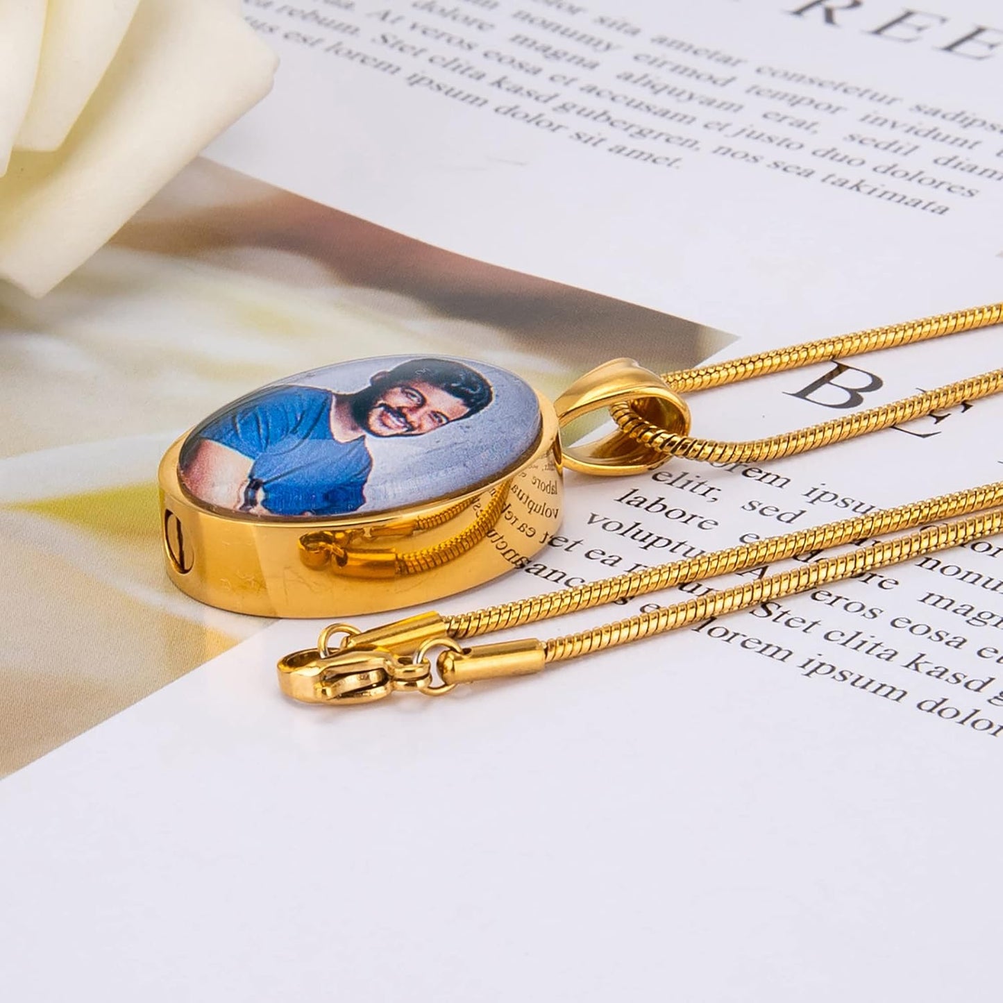 Farfume Personalized Pet Urn Necklace for Dog Cat Ashes Cremation Pet Memorial Customized Photo Text Engraving Pendant Keepsake Funeral Jewelry